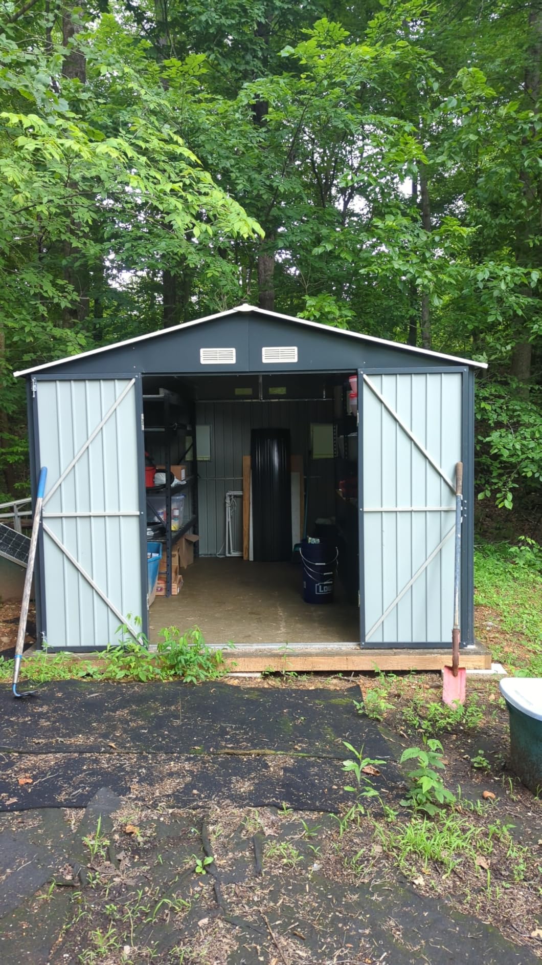 Breezz Vertical Outdoor Steel Storage Shed, 5 x 3 ft | Single Lockable doors; ideal for storing outdoor garden supplies, planting tools, pots and lawn-care accessories customer photo 1
