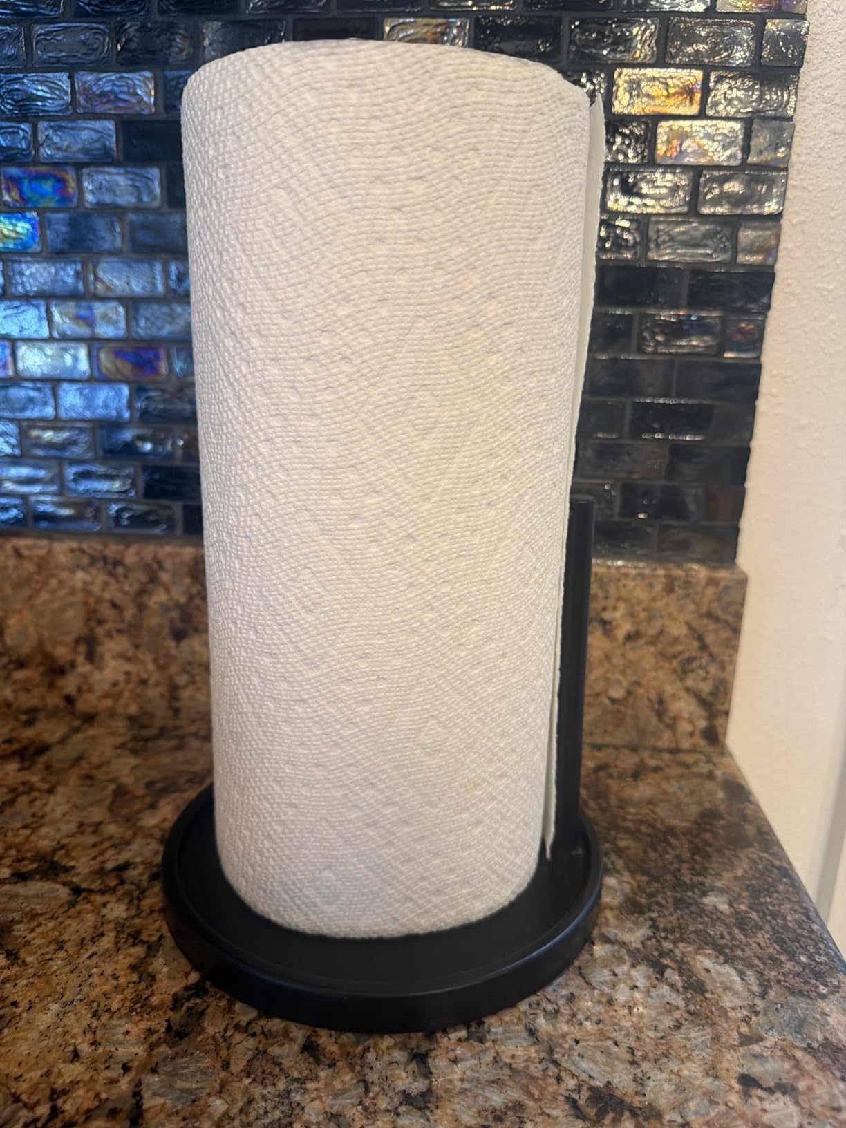 Paper Towel Holder Countertop, Standing Paper Roll Holder with Anti Slip Weighted Base, Stainless Steel Freestanding Paper Towel Holder for Kitchen, Black customer photo 2