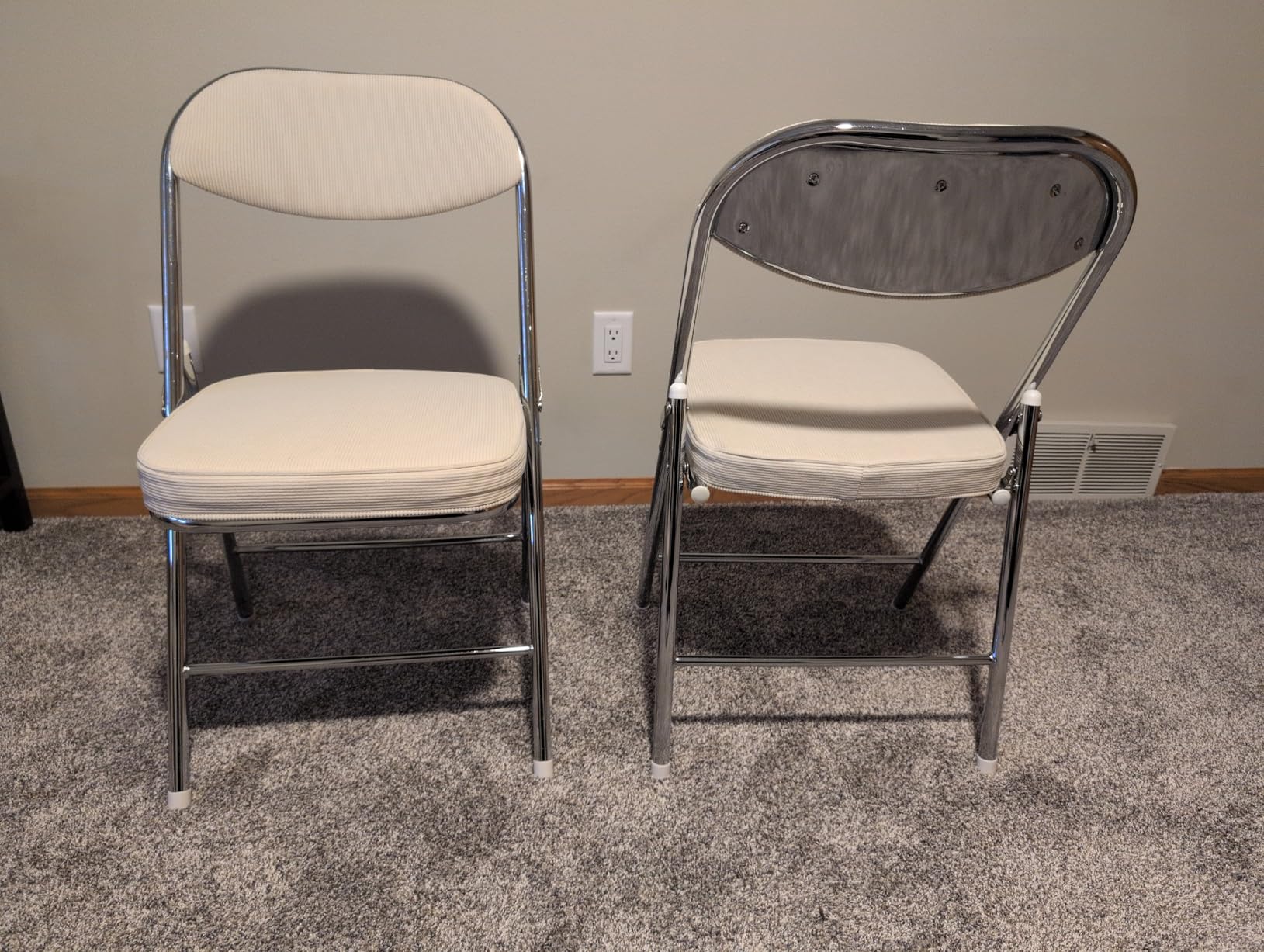 VINGLI 2 Pack Folding Chairs with Padded Seat & Backrest, Metal Frame, Durable Corduroy Fabric, 350 lbs Capacity, Set of 2, Black - Ideal for Weddings, Parties, Office Events customer photo 1