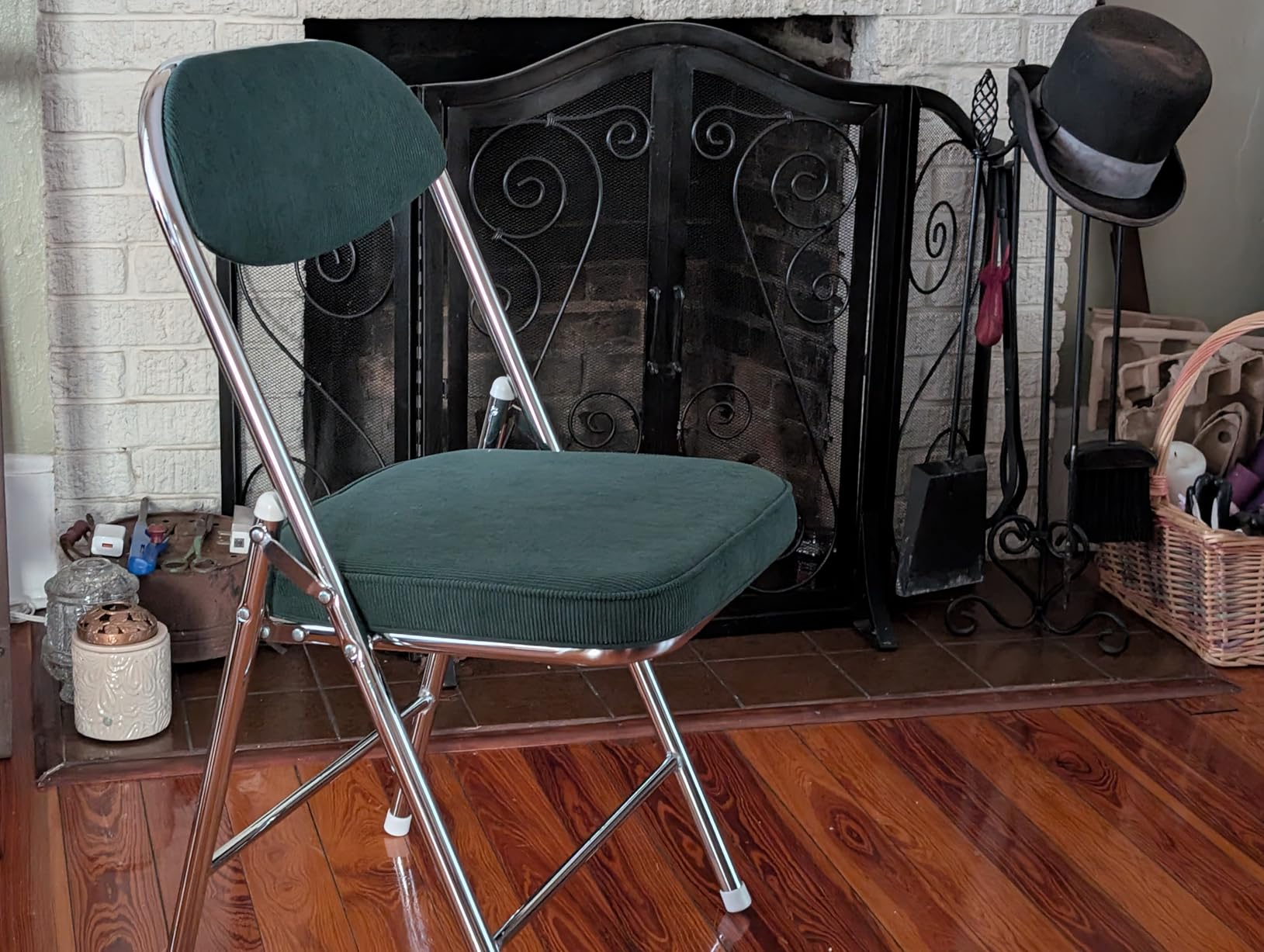 VINGLI 2 Pack Folding Chairs with Padded Seat & Backrest, Metal Frame, Durable Corduroy Fabric, 350 lbs Capacity, Set of 2, Black - Ideal for Weddings, Parties, Office Events customer photo 2