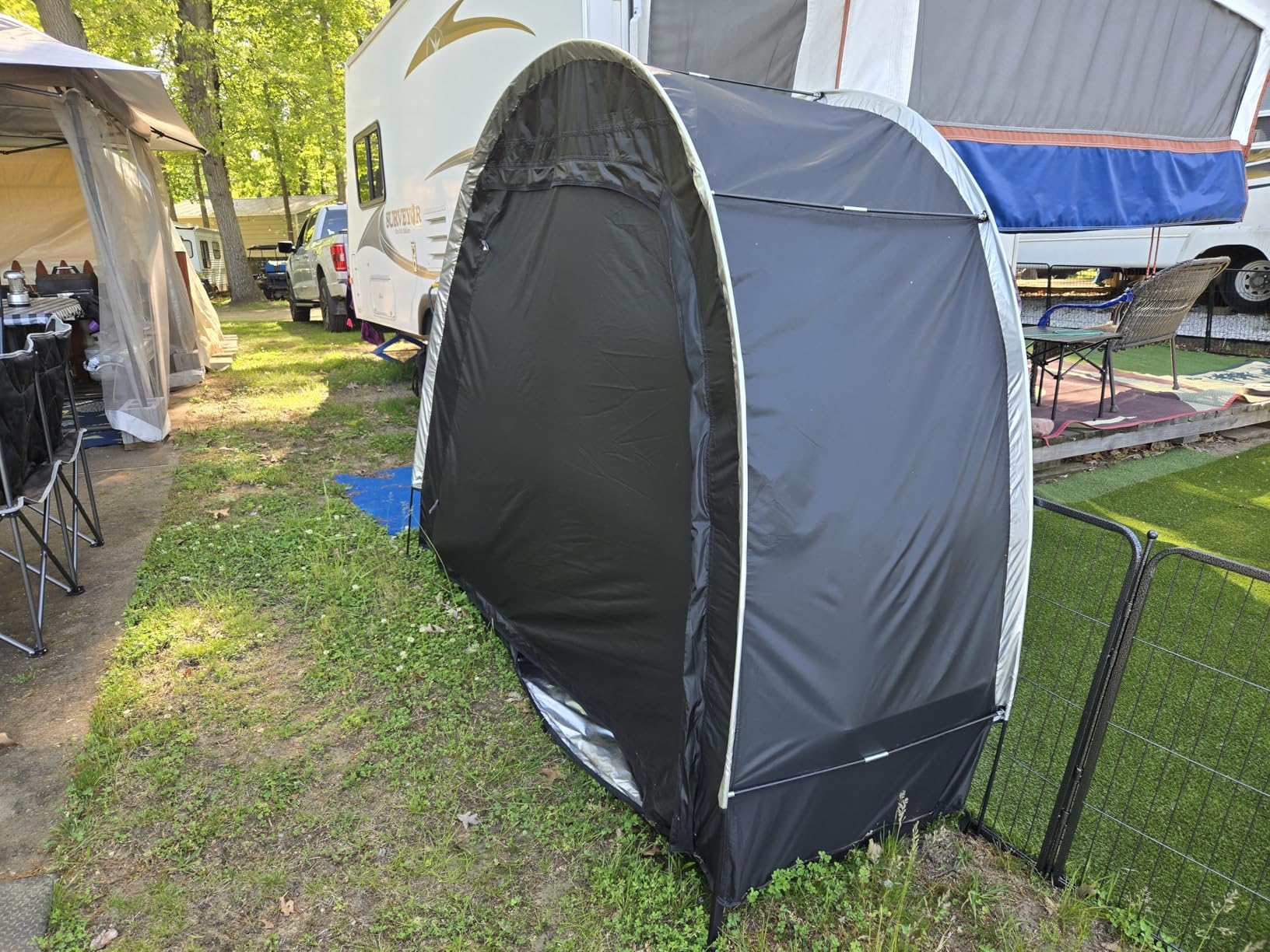Bike Storage Tent, PU5000 Waterproof Outdoor Shed for 2 Bikes | 210D Oxford Tear-Resistant Shelter for Lawn Mower, Garden Tools & Patio Equipment. Easy Setup customer photo 1