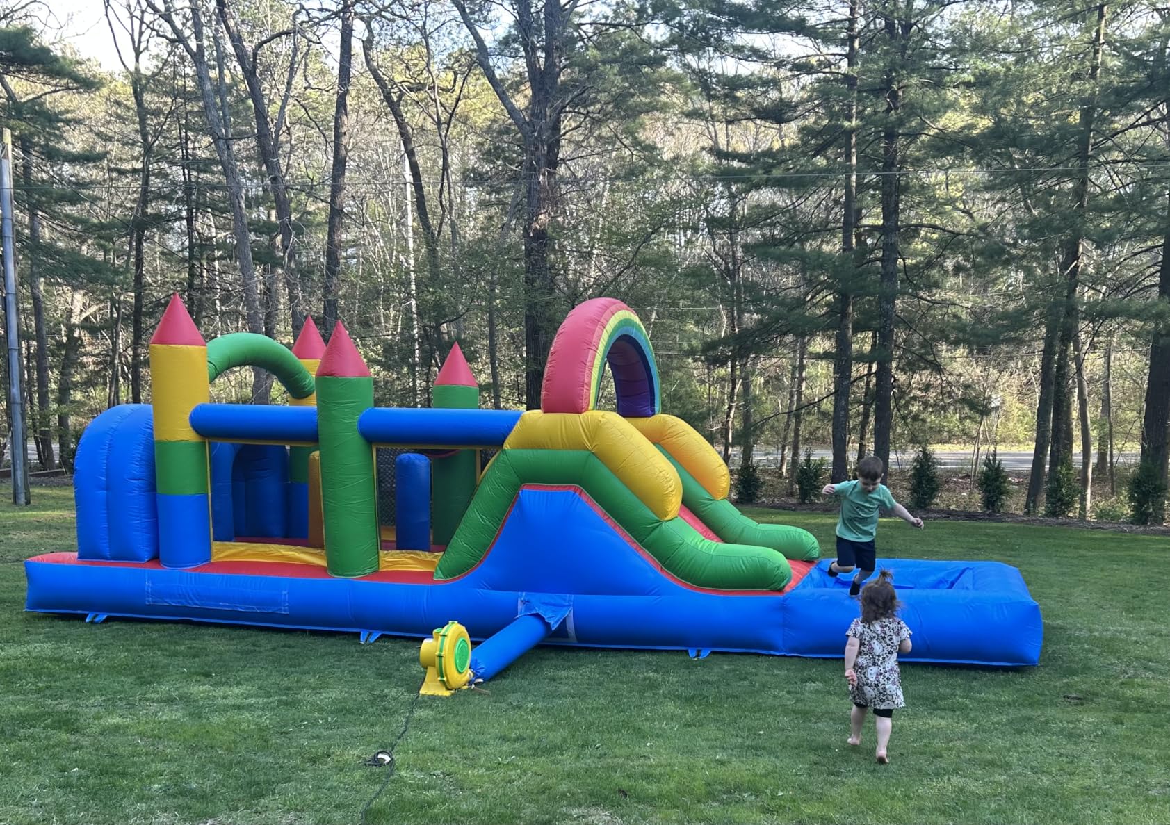22FT Commercial Bounce House for Big Kids (0.45mm Heavy Duty PVC) (500lbs Capacity) Inflatable Obstacle Course with Splash Pool/Wide Water Slide/1100W Blower, Backyard Outdoor Party 22x8x8.2FT customer photo 1