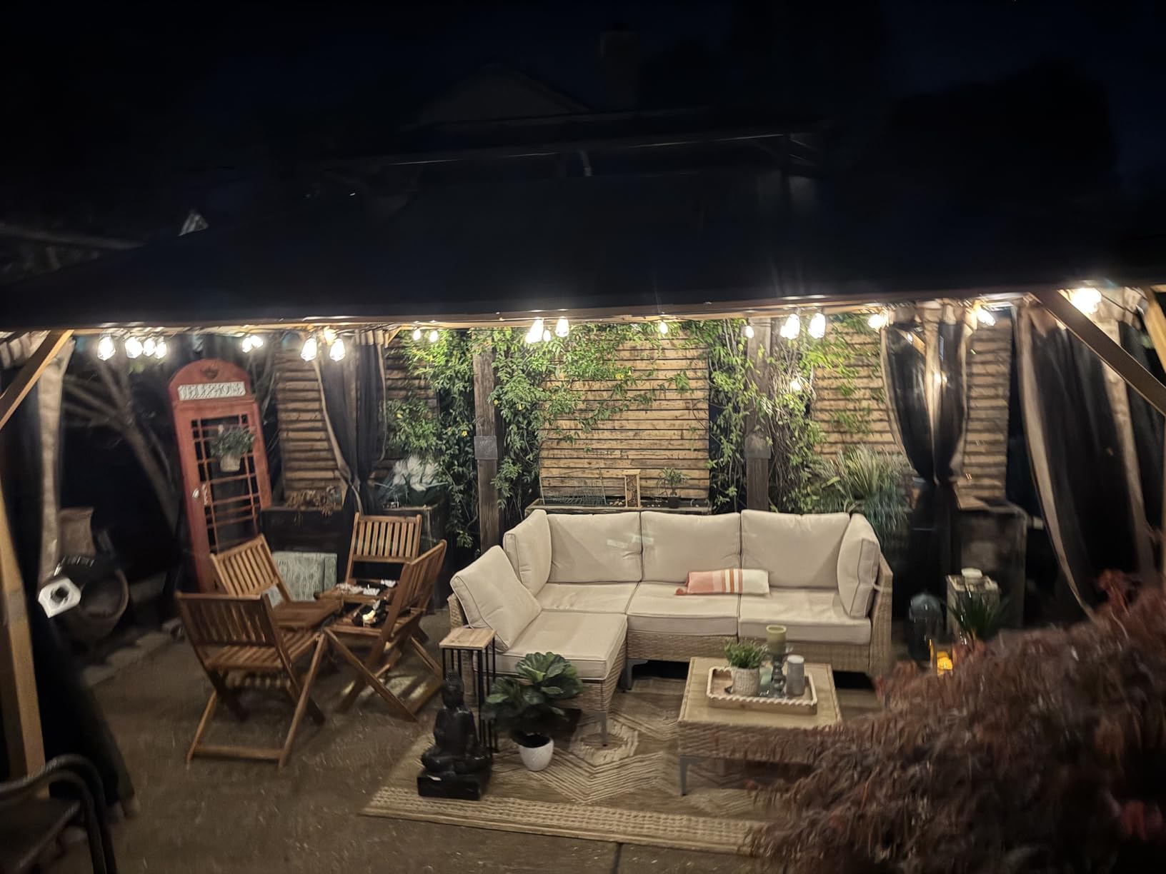 Modern Shade Hardtop Gazebo 12x20 with 4 LED Lights for Patio, Wood Grain | Hard Top Gazebo with Galvanized Steel Double Roof, All-Weather Metal Gazebo with Sturdy Hooks, Mosquito Net for Patio, Garden customer photo 1