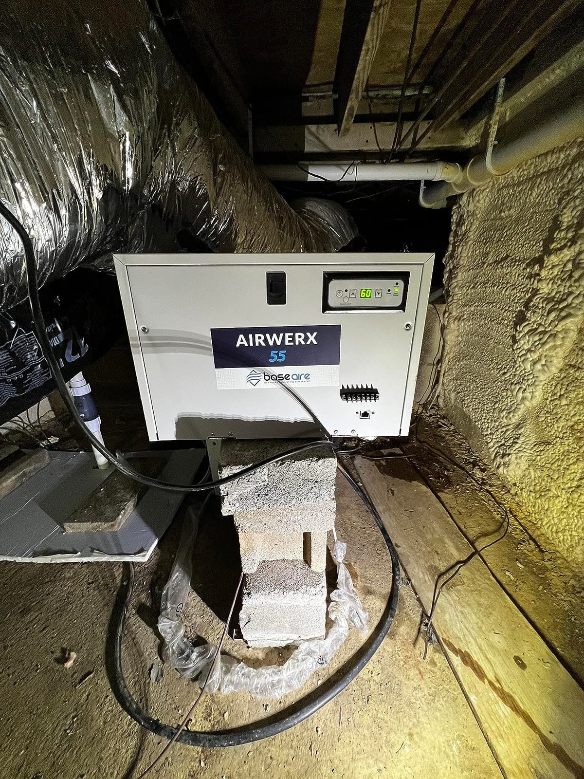 BaseAire 120 Pints Crawlspace Dehumidifier with Pump for 1,300 sq. ft | Energy Star Built-in pump, cETL, Auto Defrost, Intelligent Control, Auto Restart, for Commercial, Whole Home and Basement customer photo 1