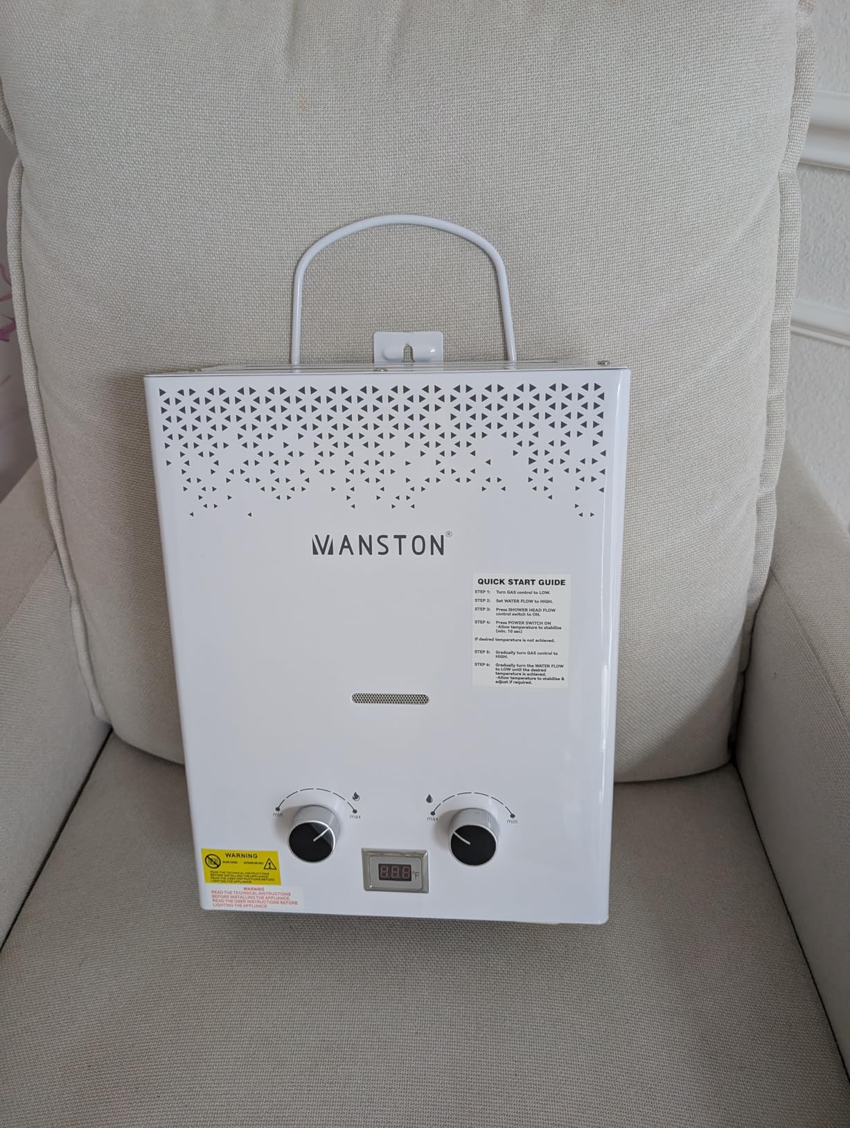 VANSTON Portable Propane Water Heater Tankless Outdoor Gas Instant | Hot Water on Demand 6L 1.45GPM Lightweight with Easy Install Handle & Overheat Protection for RV Cabin Shower customer photo 1