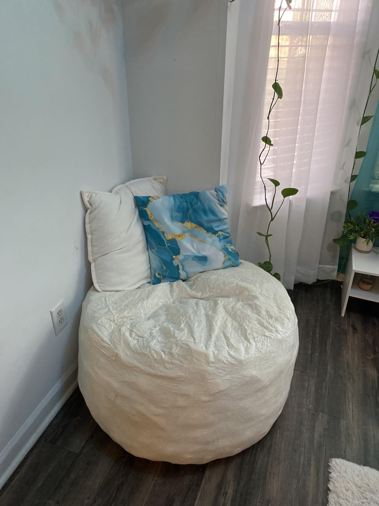 4FT Bean Bag Chair, Large Bean Bag Chairs with Memory Foam Filled, Fluffy Beanbag Sofa with Dutch Velvet Cover, Round BeanBag Chairs for Living Room, Playroom - Mustard customer photo 1