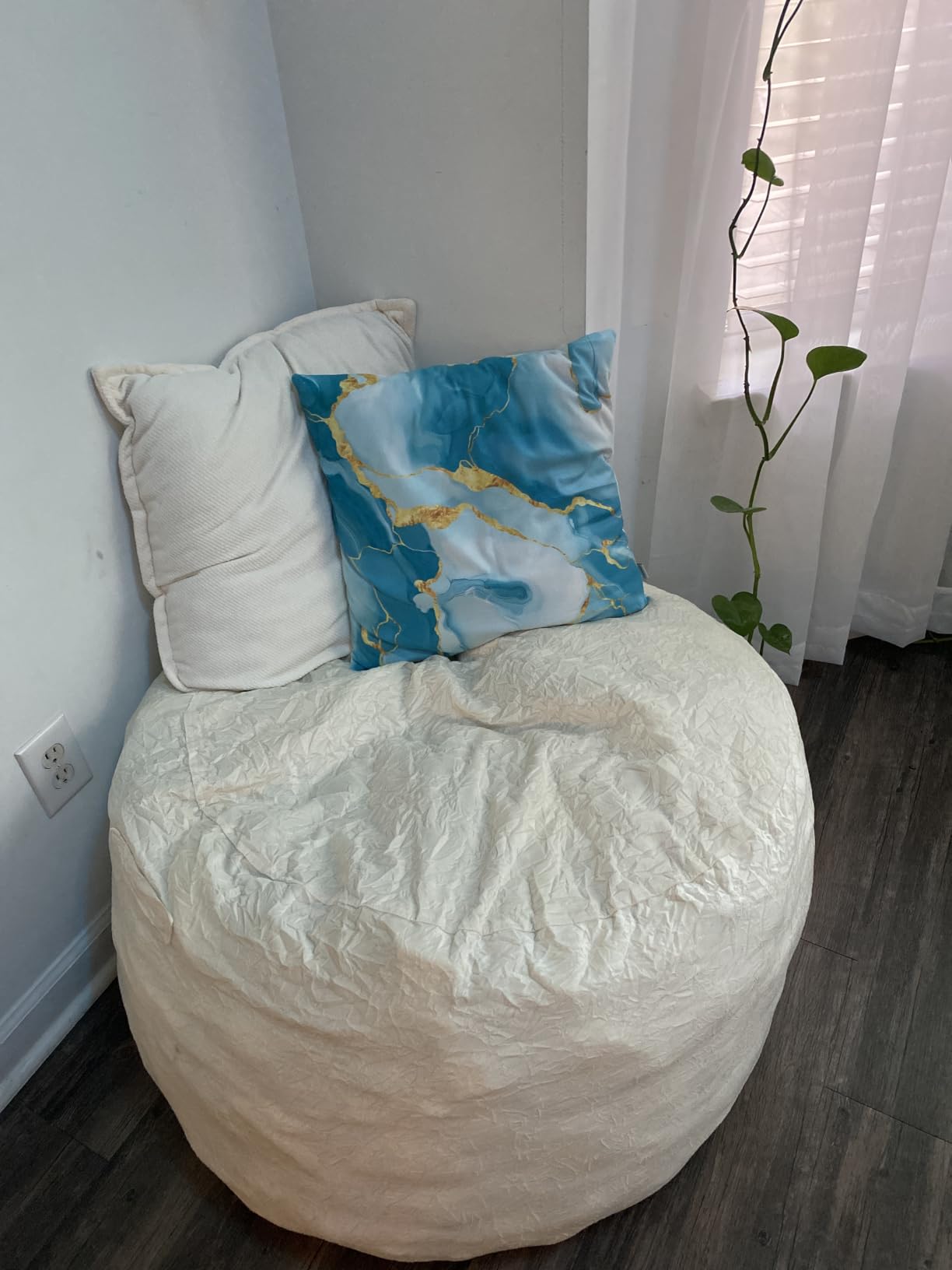 4FT Bean Bag Chair, Large Bean Bag Chairs with Memory Foam Filled, Fluffy Beanbag Sofa with Dutch Velvet Cover, Round BeanBag Chairs for Living Room, Playroom - Mustard customer photo 2