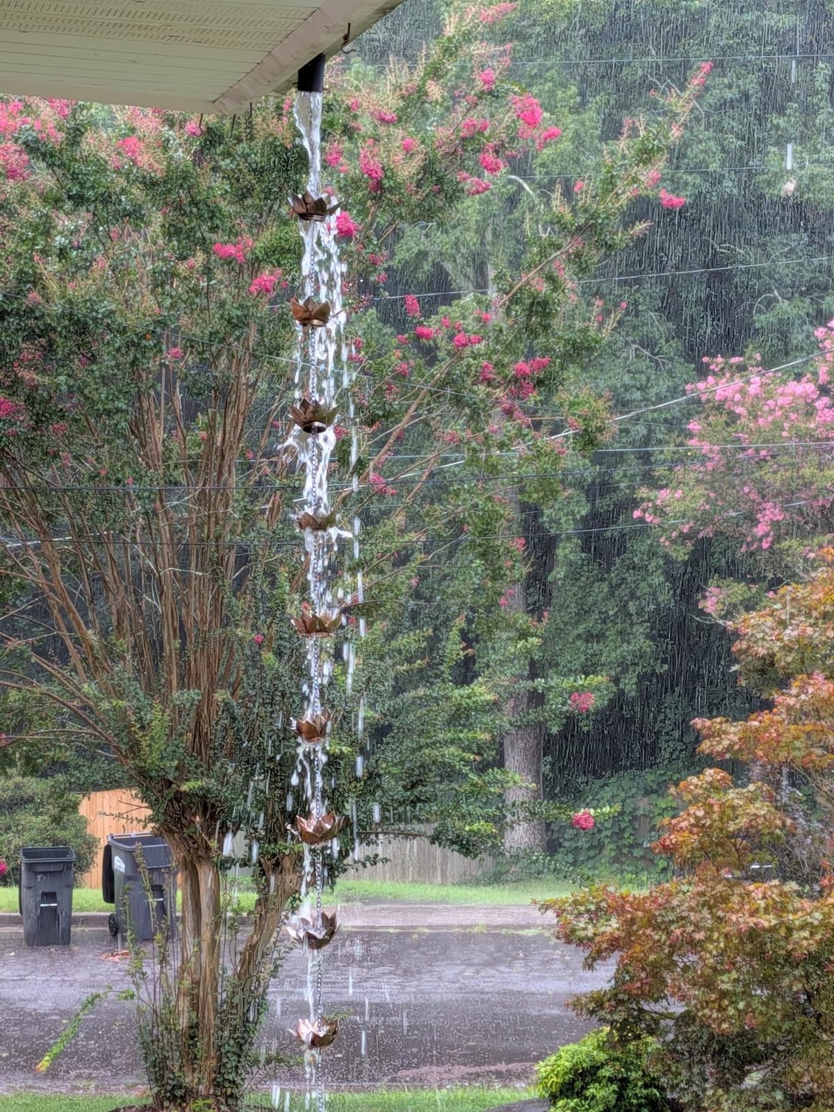 8.5Ft Copper Rain Chains for Gutters | Lotus Rain Catcher Chain for Gutters Outside with Adapter, Hummingbird and Cup Rain Chains customer photo 2