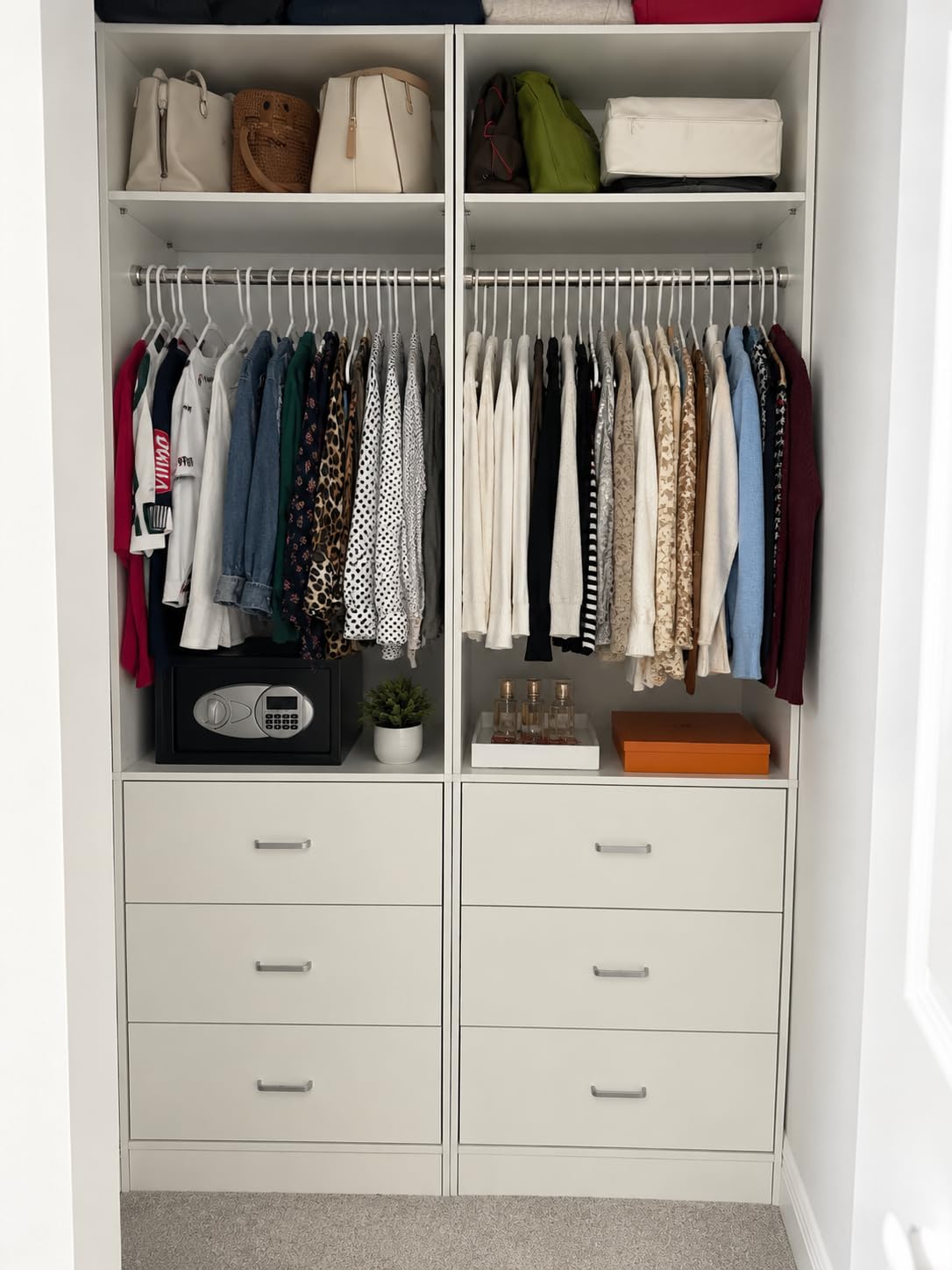 Besiost Freestanding 2FT Closet System with 3 Drawers, Wood Closet Organizer, 24 inch Closet Organizer system with Hanging Rod & Shelves, Walk-in Closet Systems for Small Closets, White (24L x 15 W x 80 H) customer photo 2