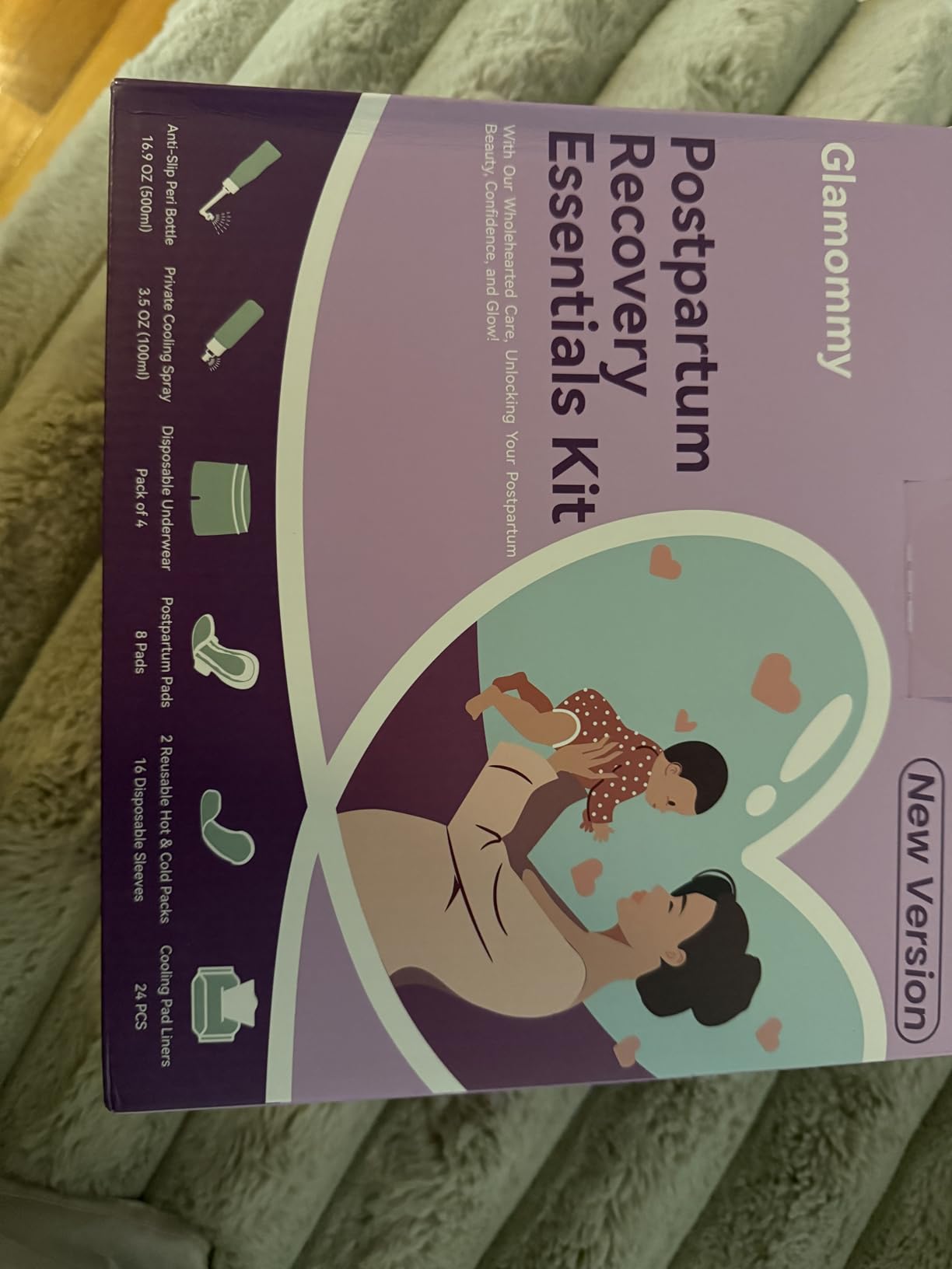 Glamommy Postpartum Recovery Essentials Kit, Labor & Delivery Care for Mom | Includes peri bottle, cooling spray, disposable underwear, postpartum pads, hot & cold packs, soothing liners for postpartum customer photo 1
