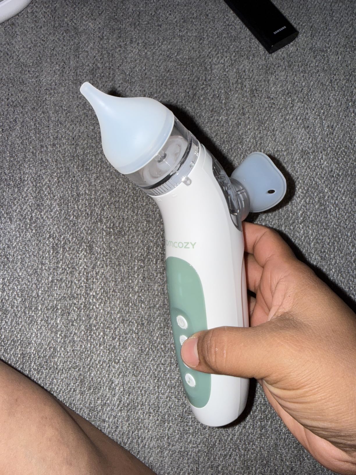 Momcozy BreezyClear 2-in-1 Electric Nasal Aspirator for Baby with Spray | 65kPa Hospital-Grade Suction, 4 Levels, Low-Noise Nose Sucker with Light & Music, Baby Shower & Registry Gifts customer photo 1