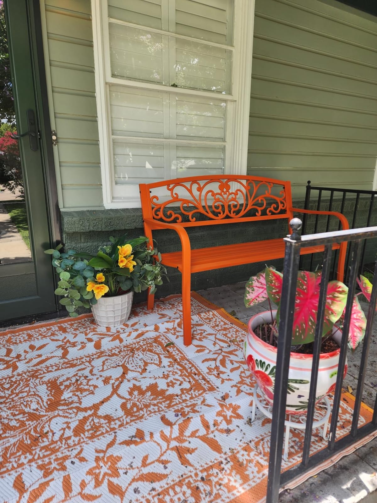 Best Choice Products Outdoor Bench Steel Garden Patio Porch Furniture for Lawn, Park, Deck w/Floral Design Backrest, Slatted Seat - Lavender customer photo 2