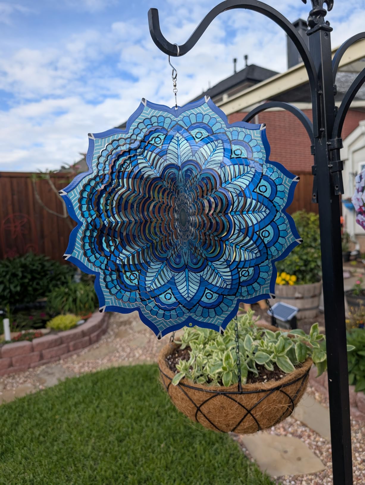 Wind Spinner Mandala Rich Blue 3D Metal Wind Spinners | 12