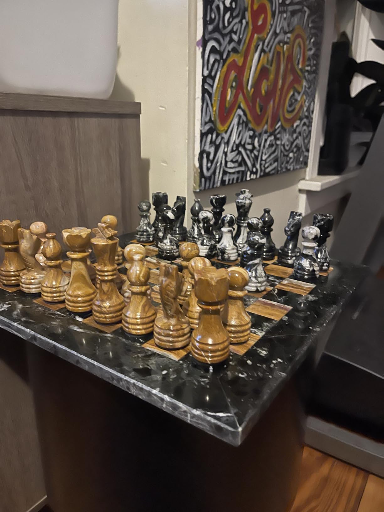 Marble Chess Set Black & White 15
