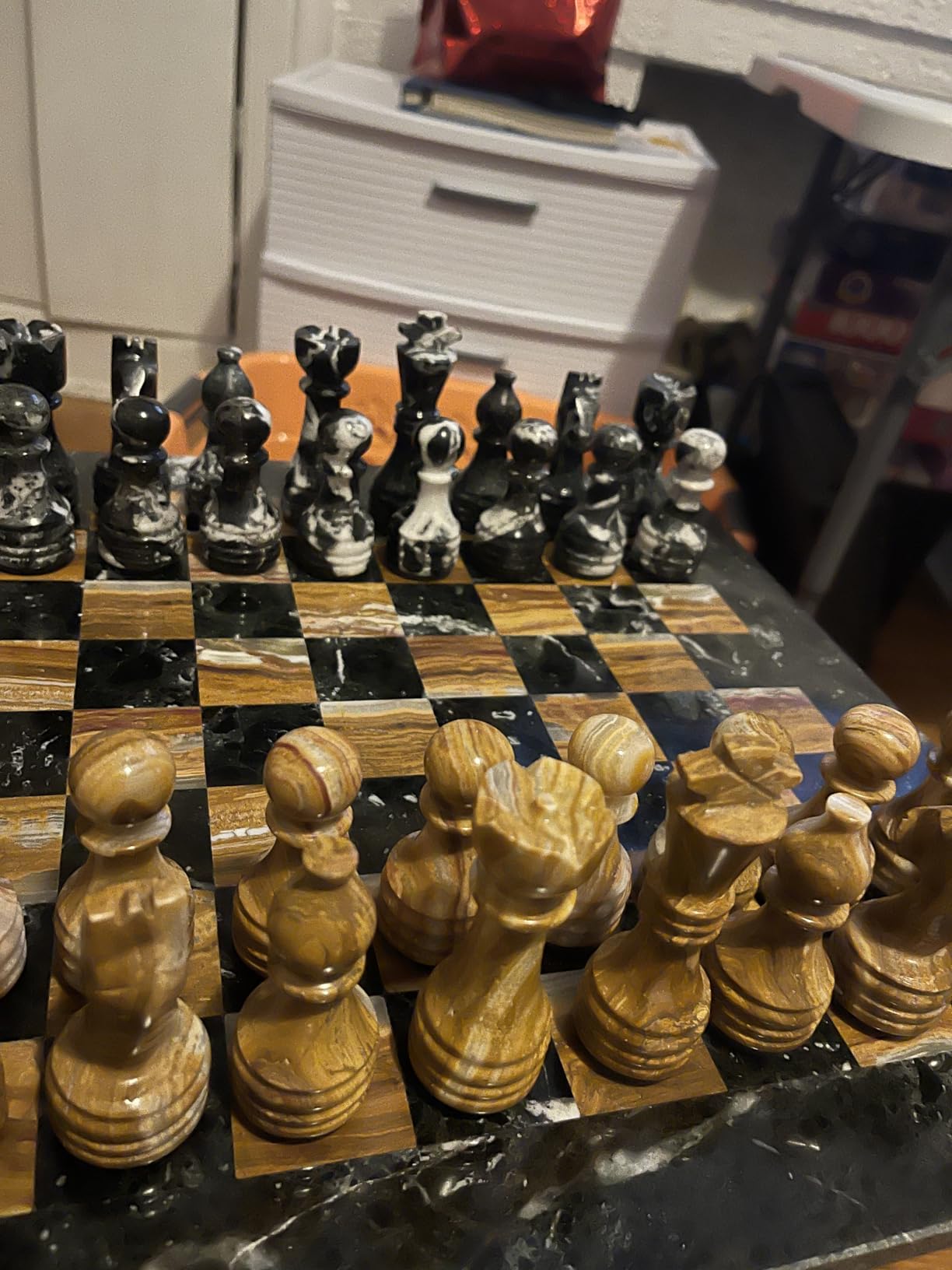 Marble Chess Set Black & White 15