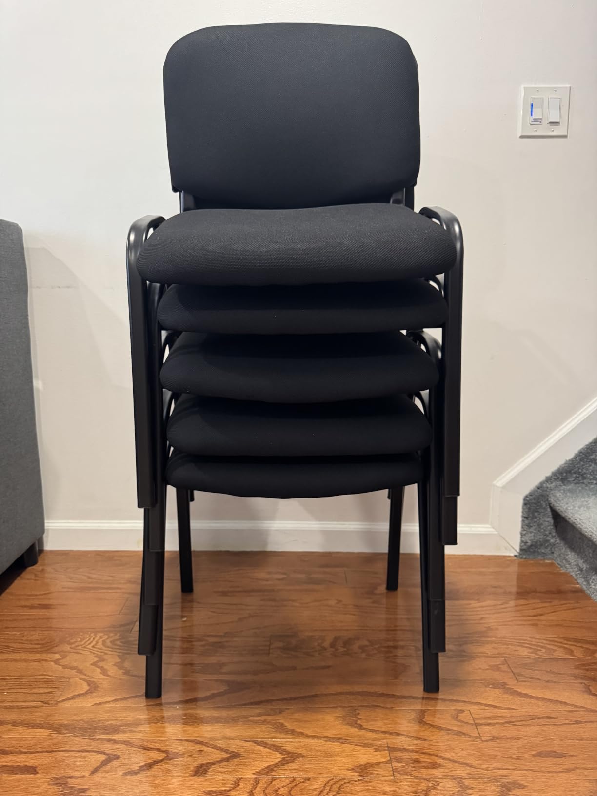 Giantex Set of 15 Conference Chair, Waiting Room Chairs with Ergonomic Upholstered Seat, Stackable Design for Home & Office, Meeting Room, Reception, 15-Pack Guest Chair Set (Black,15) customer photo 1