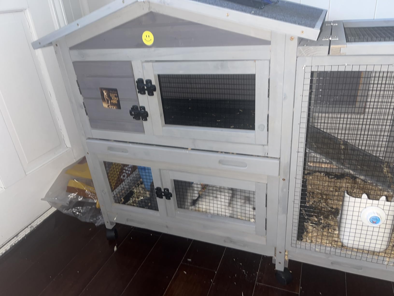 GUTINNEEN Large Rabbit Hutch Indoor with Chew-Proof Ramp, 62