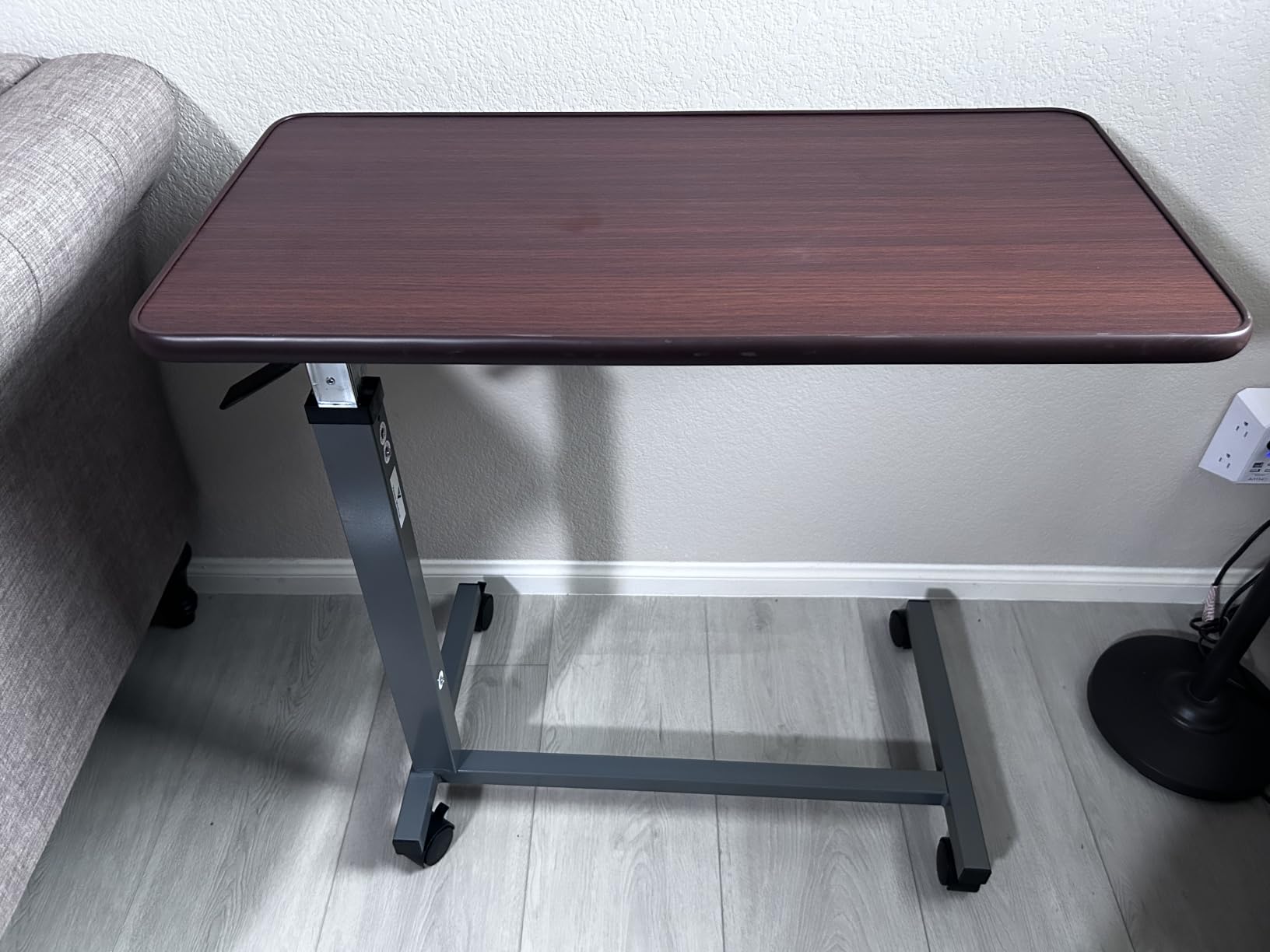 Vaunn Medical Cart Adjustable Overbed Table with Wheels - Rolling Bedside Table for Hospital, Portable Standing Cart & Laptop Desk for Bed, Couch, Wheelchair customer photo 1