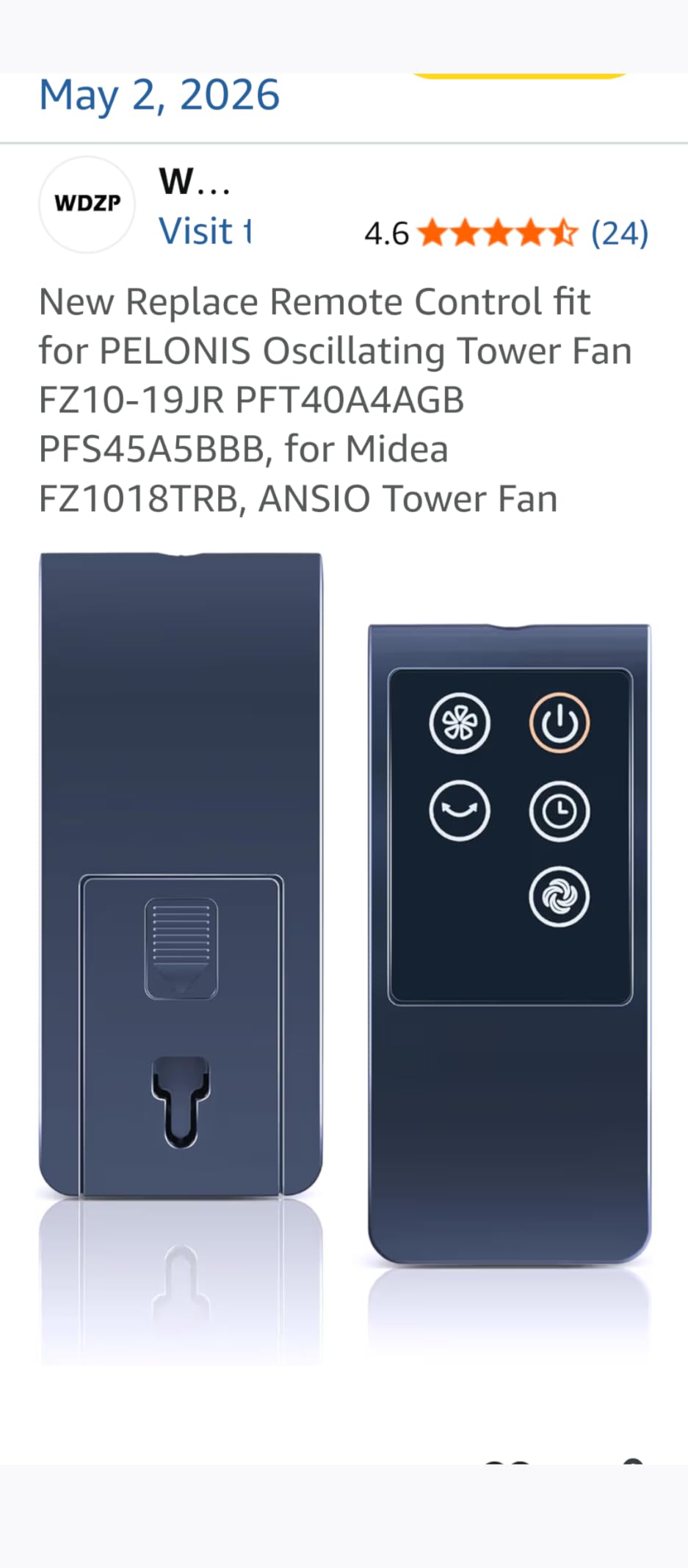 PELONIS 40 inch Bladeless Tower Fan for Bedroom, Standing Fan with Remote Control, 26ft/s, 90° Oscillation, 3 Speed Settings, 27 Db, 3 Modes, 15-Hour Timer, LED Display, Grey customer photo 1