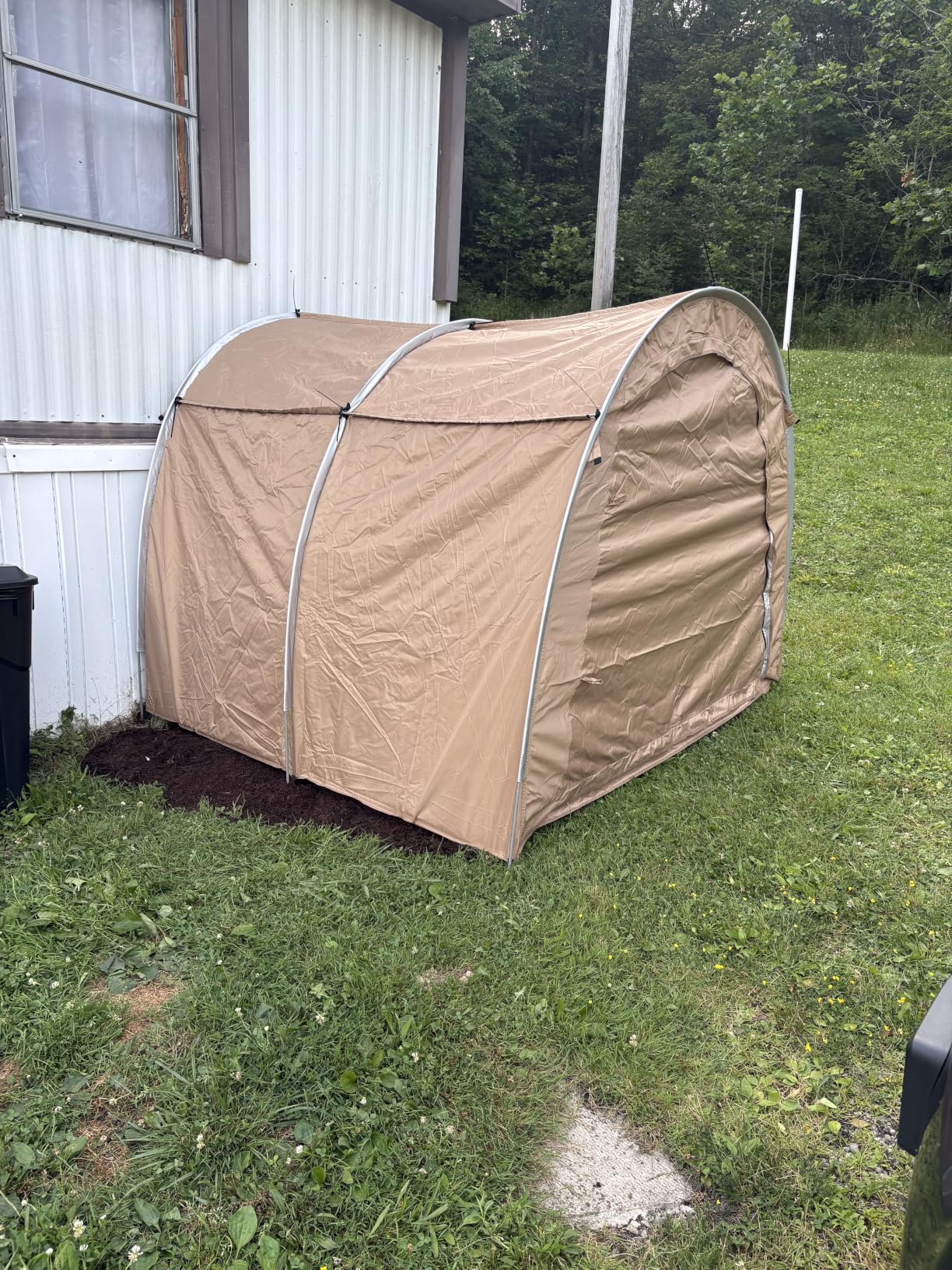 Hwayslon Bike Storage Shed Tent, 420D Oxford Fabric, Waterproof, Khaki Color, Used for Yard Furniture, Lawn Mower, Bicycle, Motorcycle Storage, 6.6x6.6x5.8 Feet customer photo 1