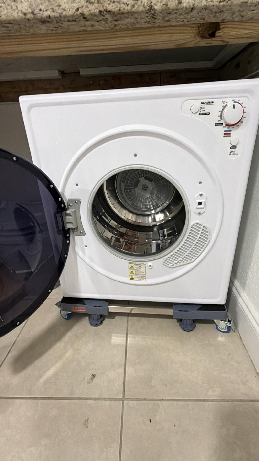 2.6 Cu.Ft. Portable Dryers for Laundry, Compact Portable Clothes Dryer with Stainless Steel Tub, Dryer Machine, 110V Electric Dryer with Control Knob for Apartment, Dorm, RV, White, 1400W customer photo 1