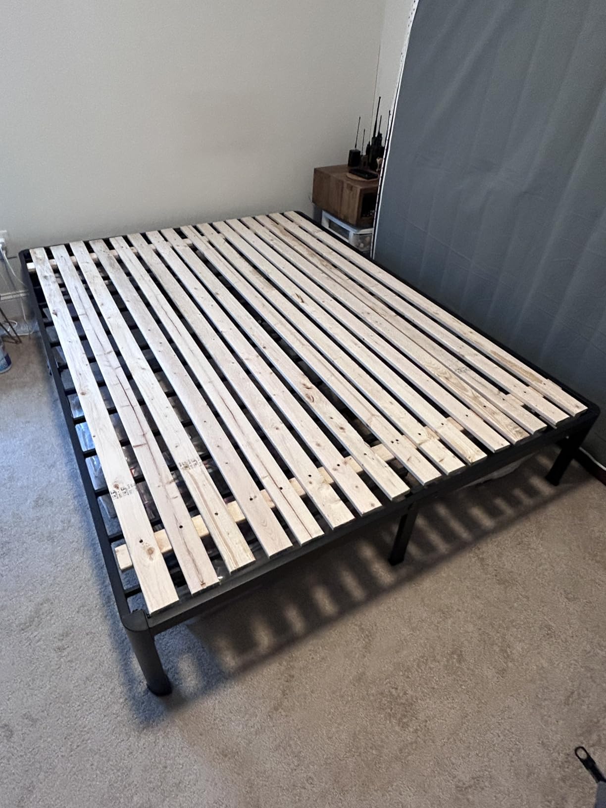 VIPSHOW 14 Inch Queen Heavy Duty 3500lbs Bed Frame with Round-Corner | 4 mattress stoppers, Under bed storage, No box spring needed, Easy assembly, Foam padding & rubber covers for squeak-free customer photo 2