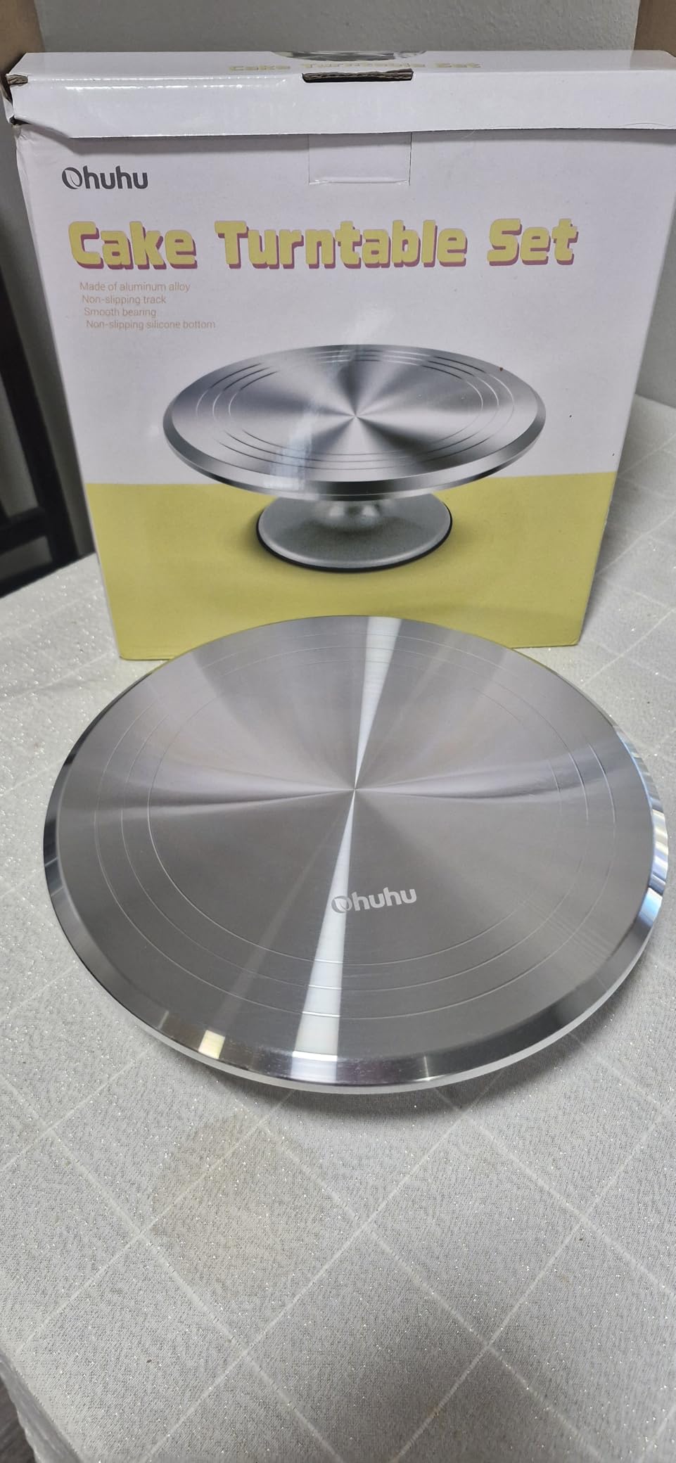 Ohuhu Cake Stand, Aluminium 12'' Cake Turntable Decorating Bakery Supplies - BPA-Free Frosting Spinner Rotating Revolving Lazy Susan Perfect Gifts customer photo 1