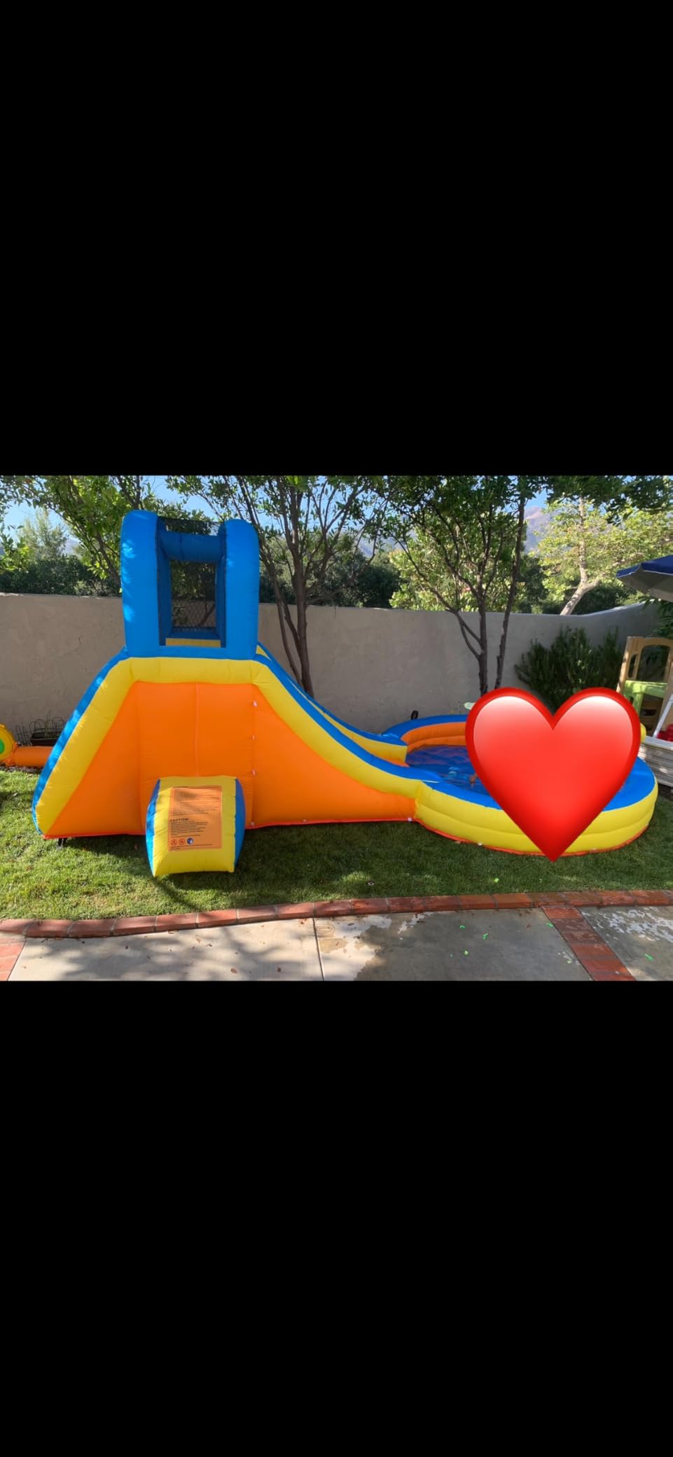 Inflatable Water Slide, 5-in-1 Round Pool Water Park with Blower | 5-in-1 Round Pool, 370W blower. For kids; long slide, wall, pool, cannon and spray spout. Made for backyard water play. customer photo 2