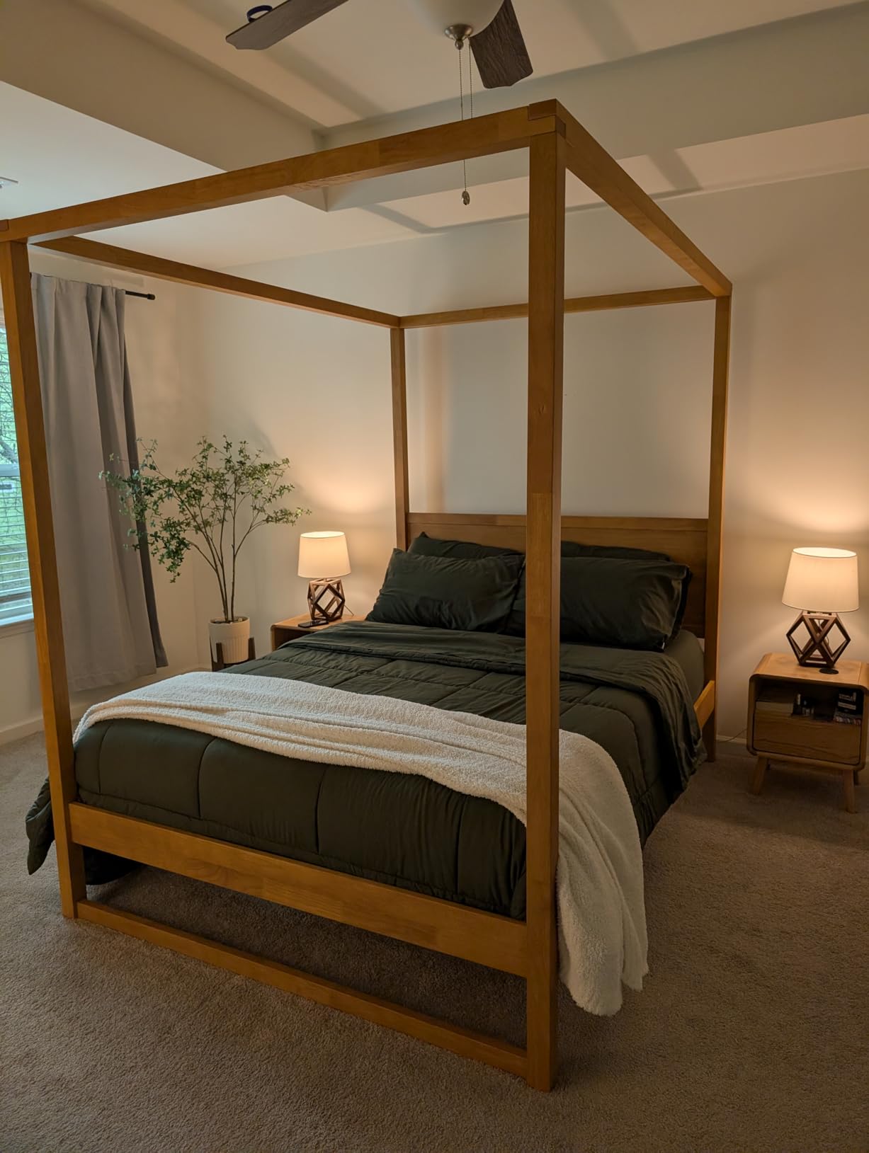 Modway Alva King Size 4-Post Wood Platform Canopy Bed in Oak - with Headboard and Solid Rubberwood Frame customer photo 1