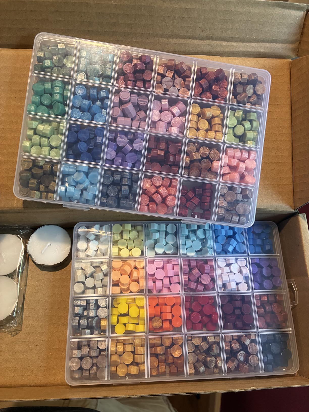 Aottom Wax Seal Kit, 48 Colors 1248 Pcs Sealing Beads with Melting Pot, Spoon, Tea Light Candles, Wax Seal Stamp Kit for Wedding Invitation, Gifts, Envelope, Letter Stamp Sealing and DIY Craft customer photo 1