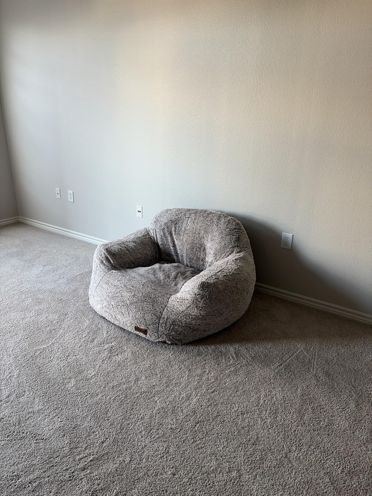 Giant Bean Bag Chair for Adults, Large Memory Foam BeanBag Chairs, Oversized Bean Bag Sofa with Filler, Faux Fur Big Reading Chair Comfy Floor Sofa Chair (Beige) customer photo 1