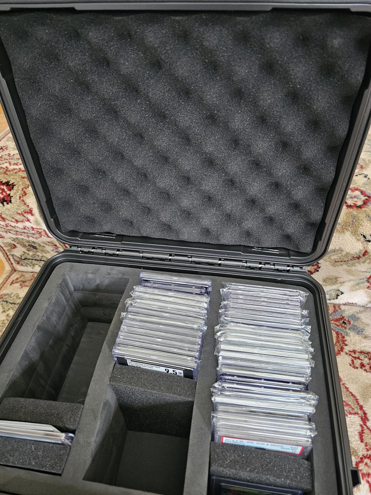 QINGUANG Graded Card Storage Box,Trading Card Case with 4 Foam Dividers,IP67 Waterproof PSA Slab Case for PSA/CSG/CGC/SGC/BGS Top Loaders Sports Cards customer photo 1
