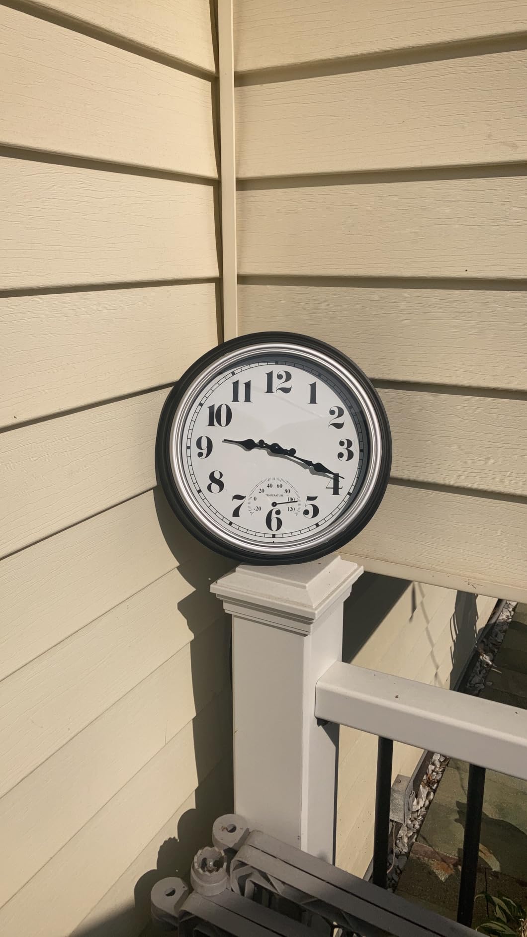 45MinST 16 Inch Silver Vintage Large Indoor/Outdoor Waterproof Wall Clock with Thermometer & Hygrometer, Silent Non-Ticking Quartz Timepiece for Home, Porch, Garden customer photo 2