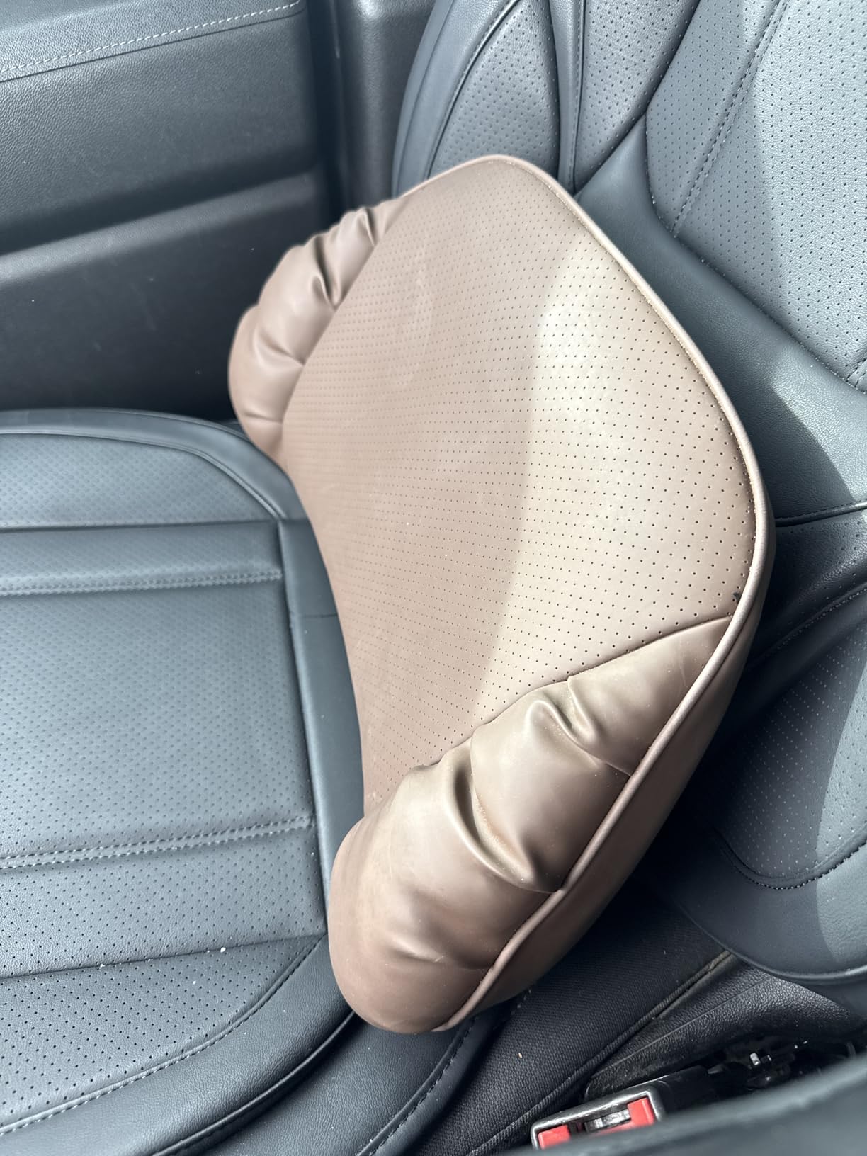 Lumbar Support Pillow for Car Seat, Office Chair, White, 1PC | Leather Lumbar Pillow Memory Foam Lower Back Cushion for Back Pain Relief Improve Posture, Ergonomic Back Rest Gaming Chair customer photo 1