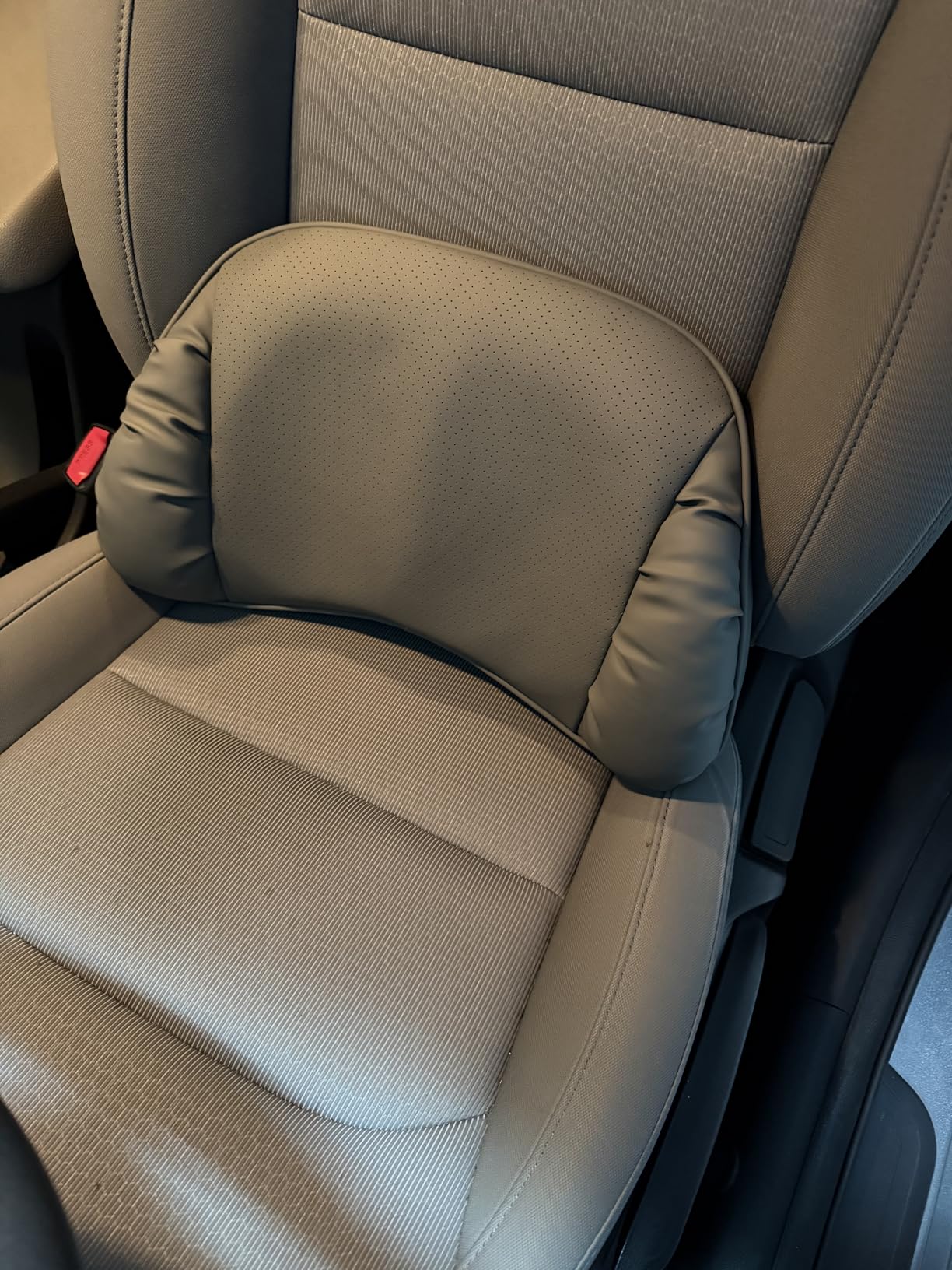 Lumbar Support Pillow for Car Seat, Office Chair, White, 1PC | Leather Lumbar Pillow Memory Foam Lower Back Cushion for Back Pain Relief Improve Posture, Ergonomic Back Rest Gaming Chair customer photo 2