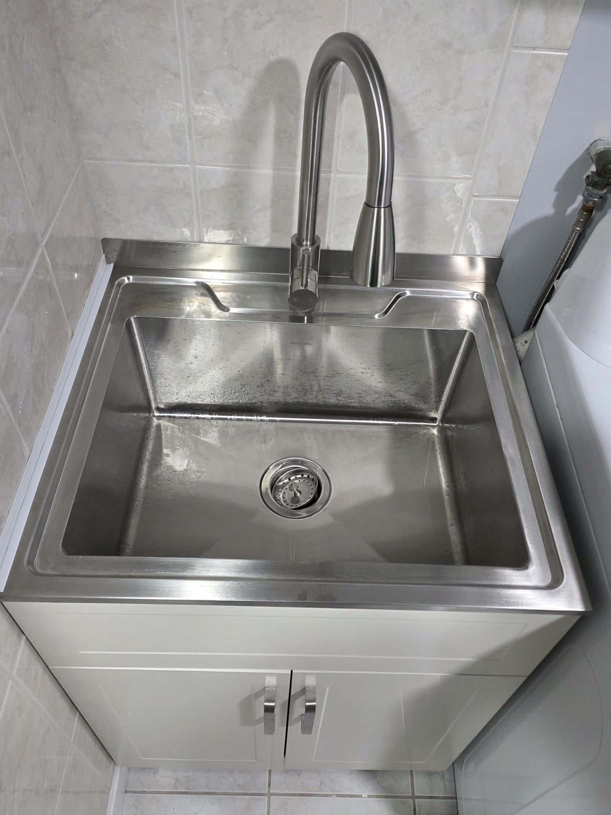 Laundry Sink with Cabinet, Full Body Durable Stainless Steel, 25-Inch Wider Stainless Steel Utility Sink, Multi-Use for Laundry, Kitchen, Bathroom, Garage customer photo 1
