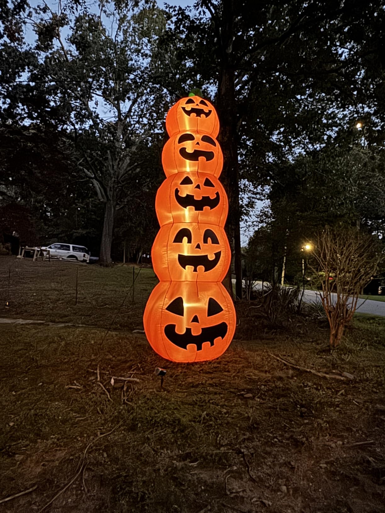 14 FT Giant Halloween Inflatable Stacked Pumpkins Outdoor Decoration | Built in 5 LED Lights, Halloween Blow Up 5 Pumpkins Yard Decorations for Lawn Garden Party Decor customer photo 1