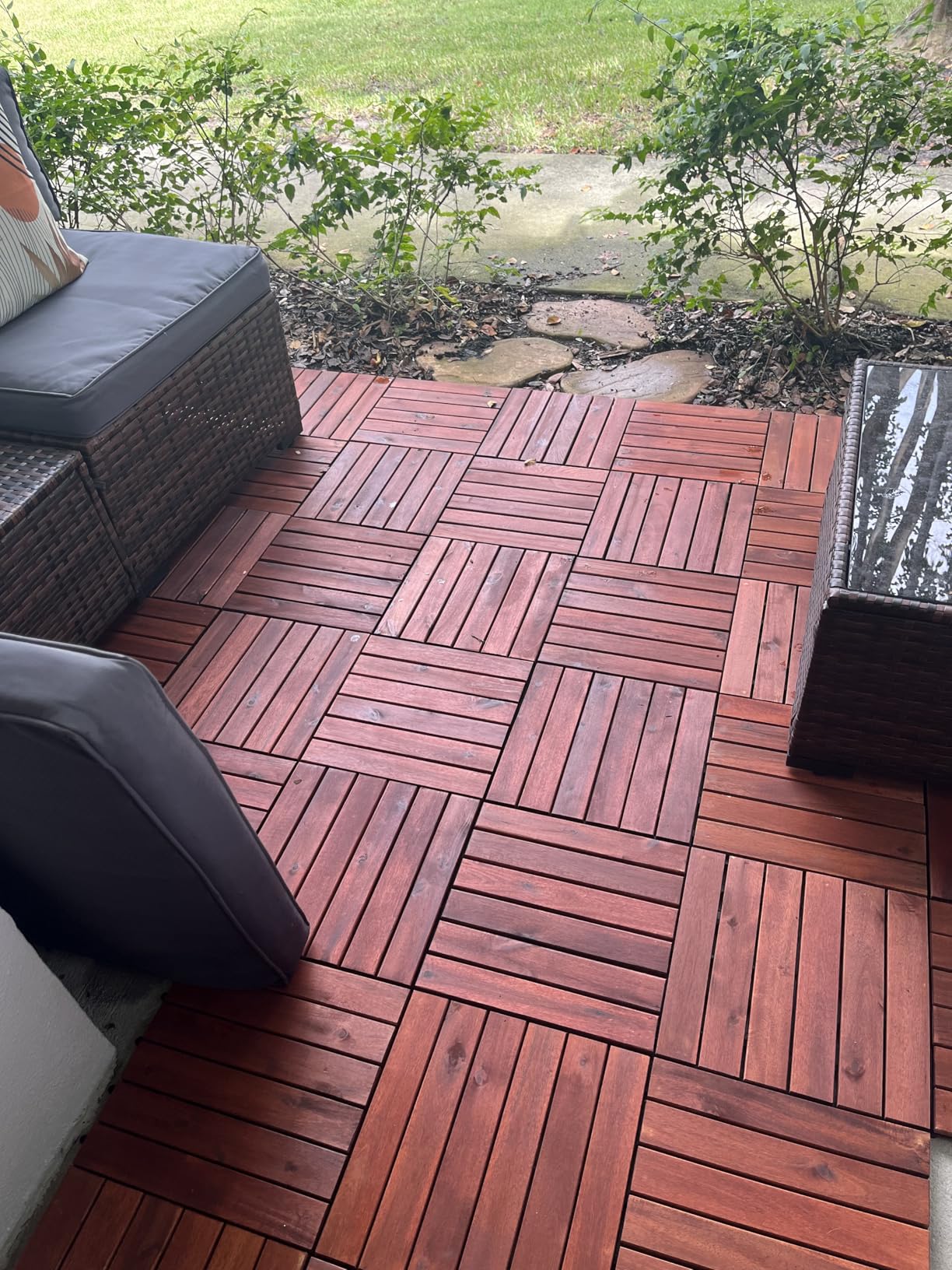 PrimeZone 108 PCS Solid Acacia Wood Interlocking Deck Tiles, Natural Wood | 12