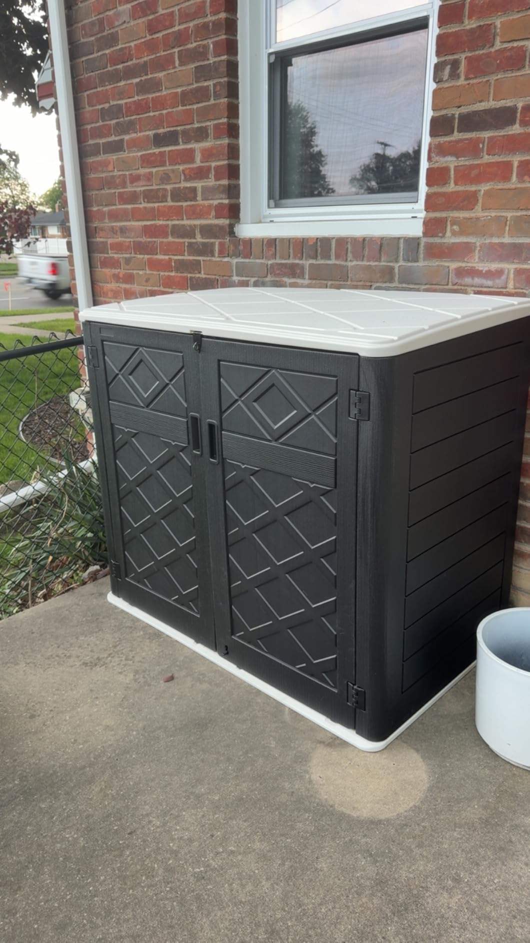 KINYING Outdoor Storage Shed,57 Cu.ft Vertical Outdoor Storage Cabinet Waterproof, Outdoor Resin Tool Shed for Patio Furniture, Garden Tools, Pool Accessories, Lawn Mower(Coffee Color) customer photo 2