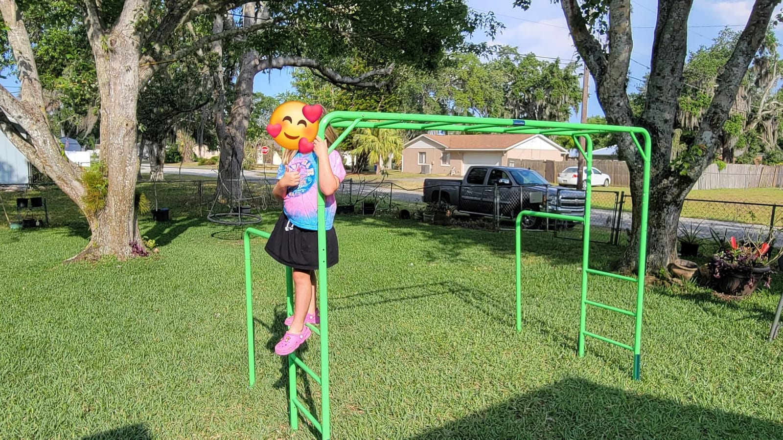 Outdoor Monkey Bar Set with Climbing Frame, Gymnastics Bars, Metal Playground Set for Backyard, Powder Coated Steel, Ages 3+ customer photo 1