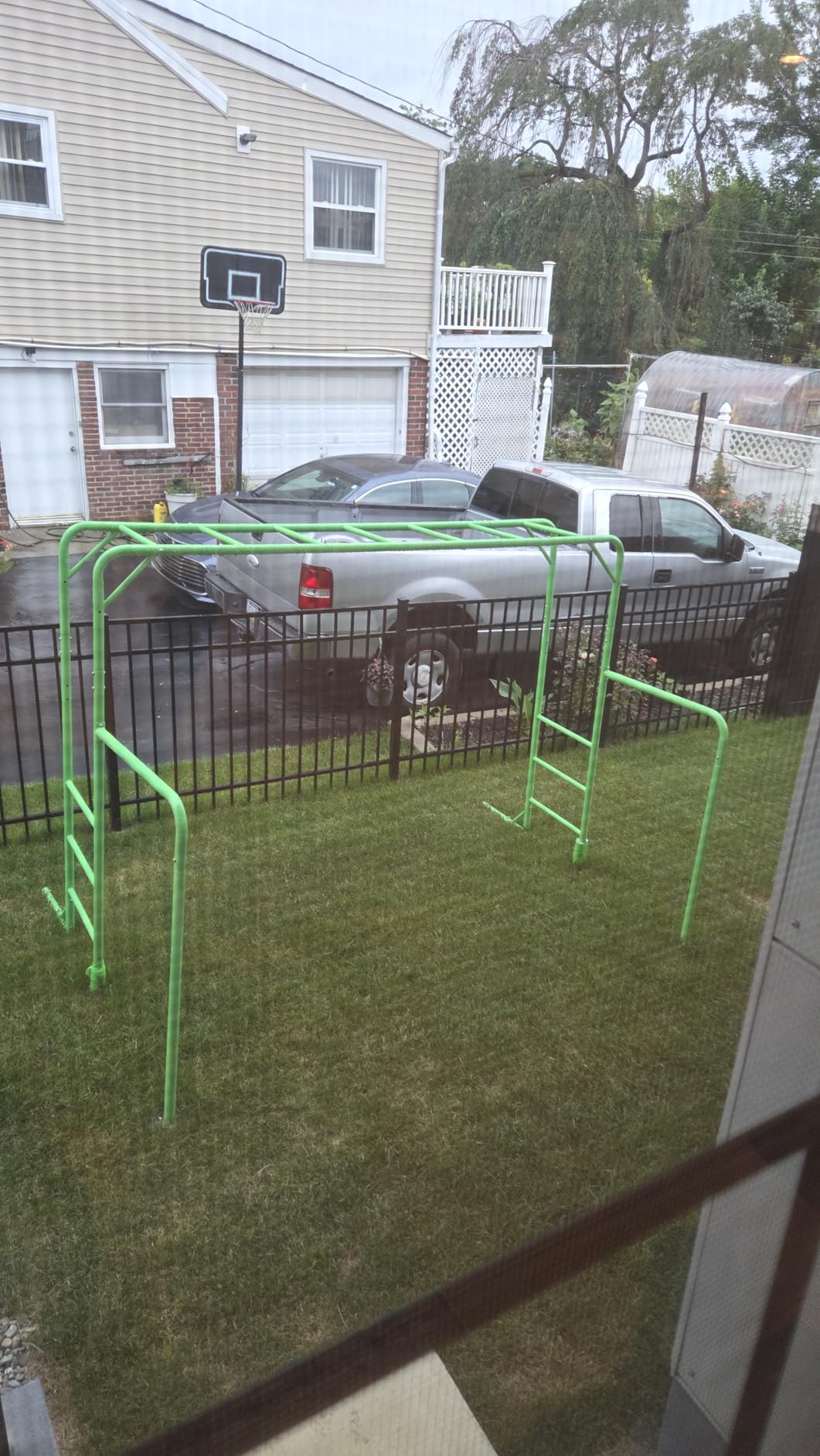 Outdoor Monkey Bar Set with Climbing Frame, Gymnastics Bars, Metal Playground Set for Backyard, Powder Coated Steel, Ages 3+ customer photo 2