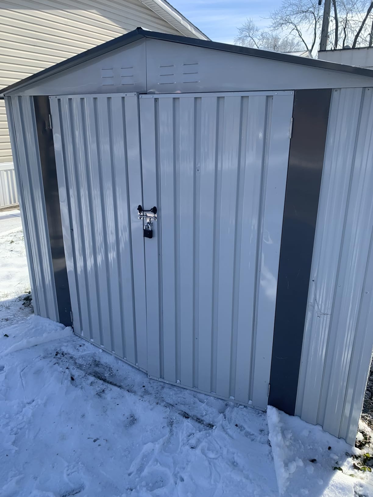 8x6FT Storage Shed, Outdoor Galvanized Steel Garden Shed with Lockable Door & Window, Waterproof Metal Tool Storage for Garden, Backyard, Patio, Lawn customer photo 2
