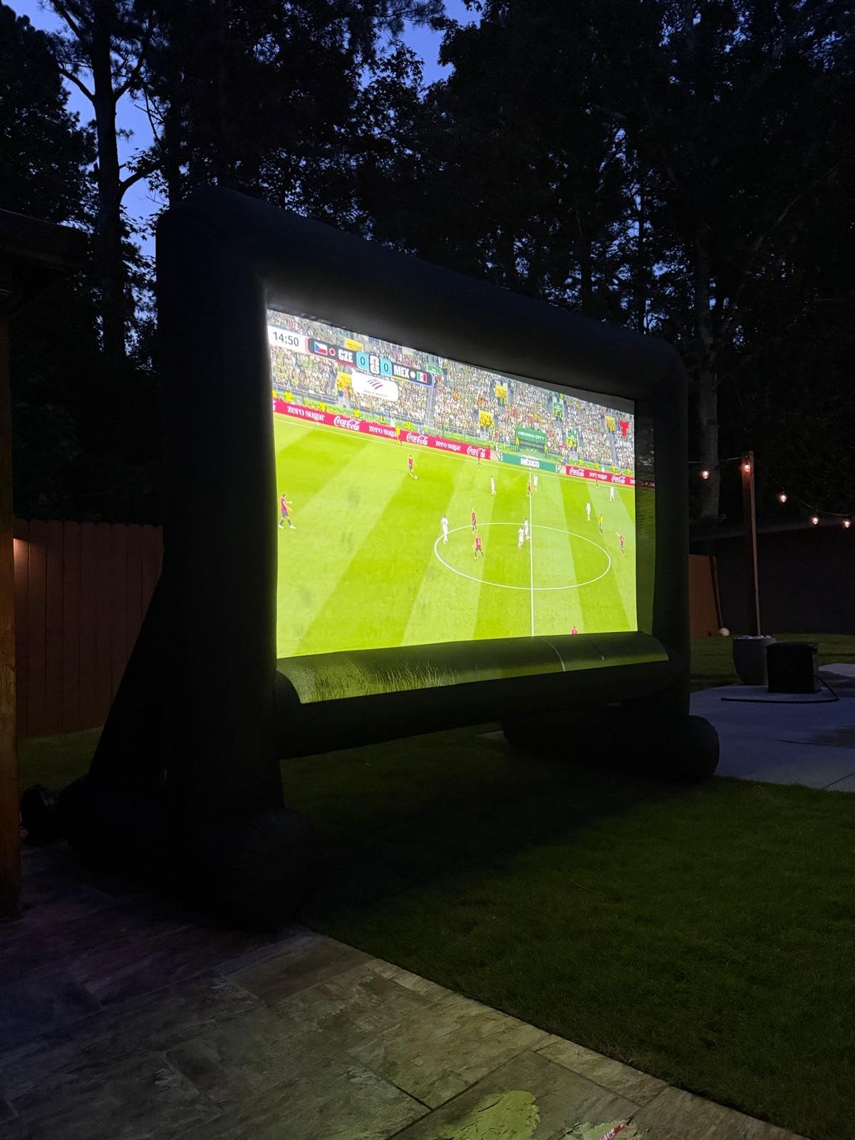 GZKYYLEGS 16ft Inflatable Movie Screen Outdoor Projector Screen with Air Blower Storage Bag - Front/Rear Projection, Easy Set Up Blow Up Screen for Backyard Movie Night, Theme Parties, Celebrations customer photo 1