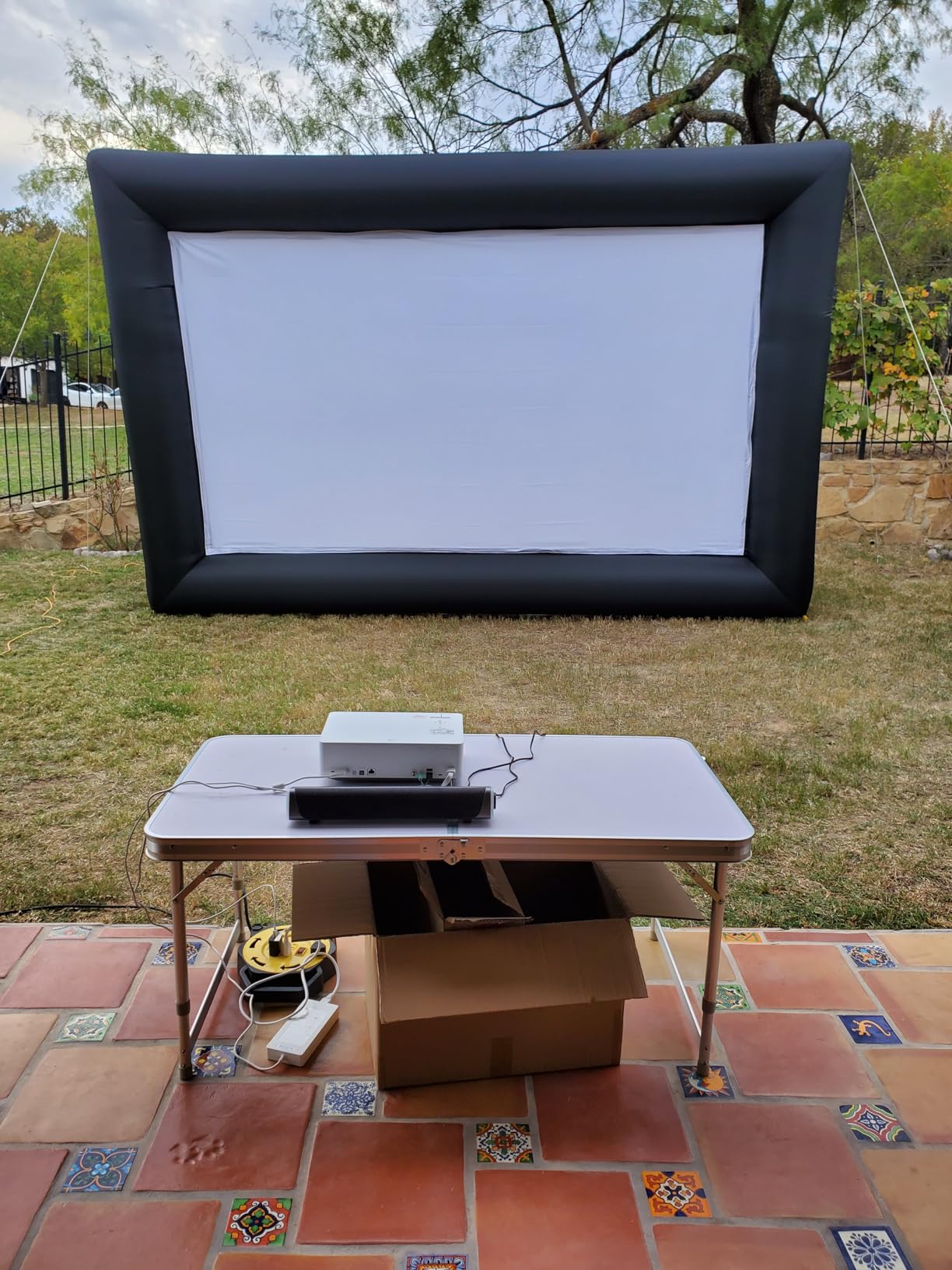 GZKYYLEGS 16ft Inflatable Movie Screen Outdoor Projector Screen with Air Blower Storage Bag - Front/Rear Projection, Easy Set Up Blow Up Screen for Backyard Movie Night, Theme Parties, Celebrations customer photo 2