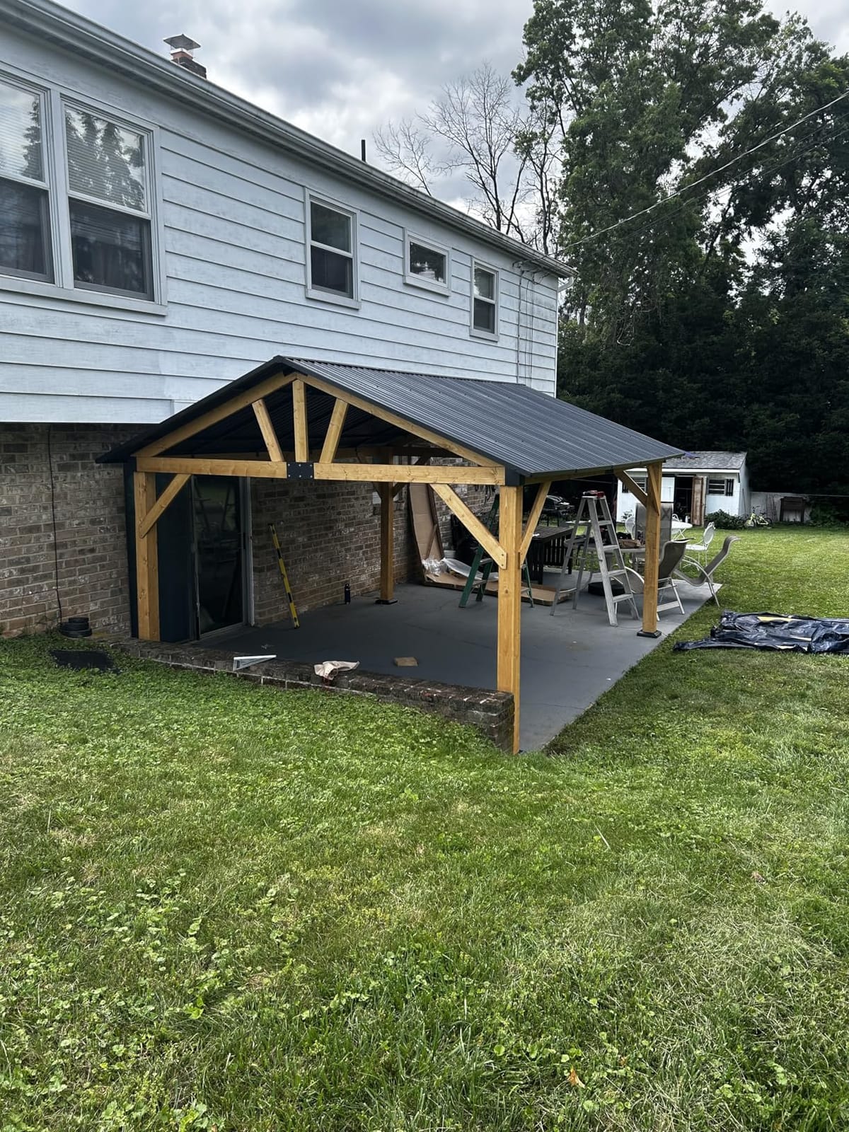 AMERLIFE 10x12FT Wood Gazebo, Hardtop Pergola with Steel Roof | Permanent Gazebo, Heavy Duty Wood Frame, 4.7
