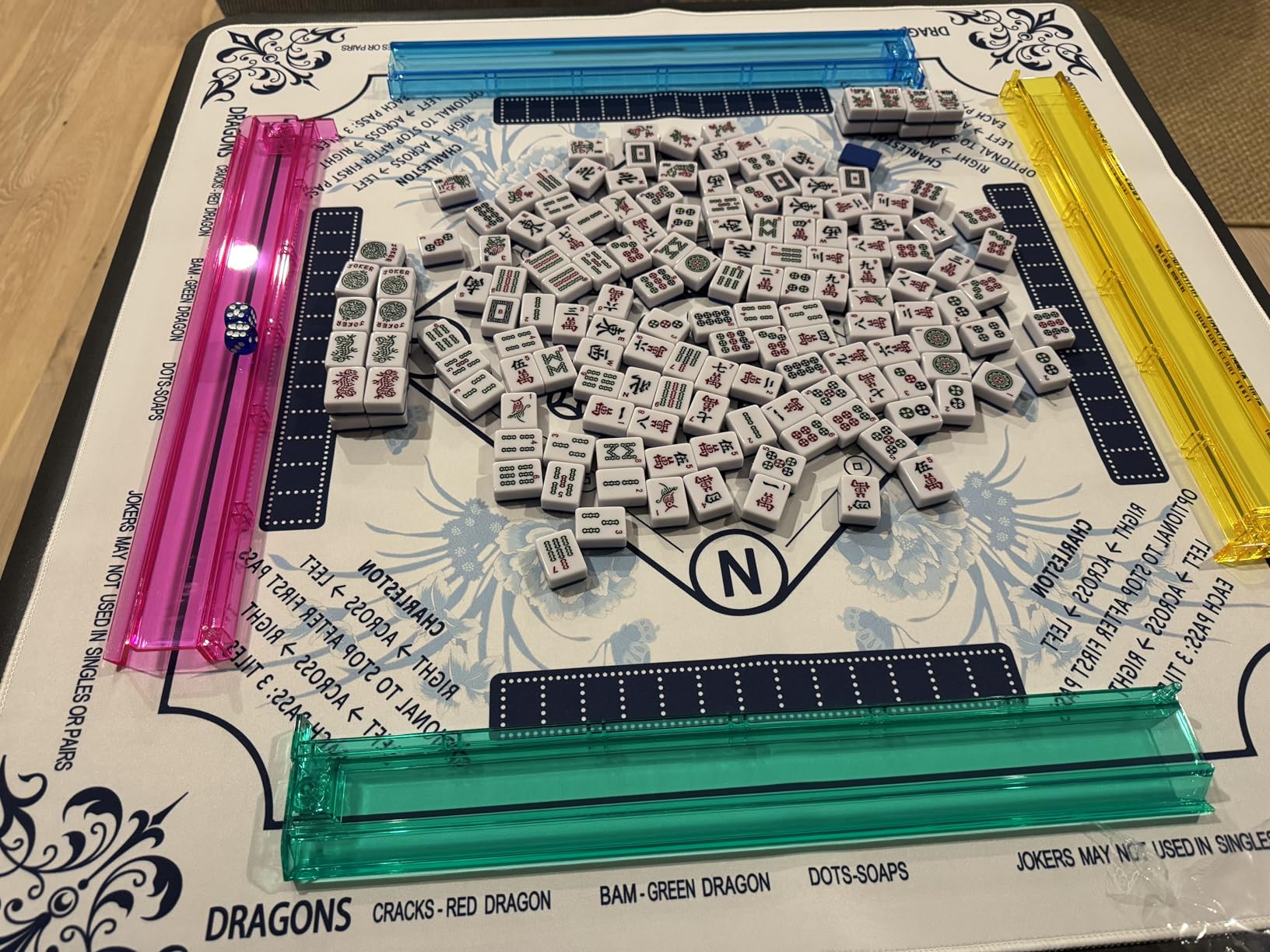 TIASUSAN American Mahjong Tile Set, 166 Blue Tiles, Bag and Mahjong Accessories, 4 All-in-One Rack/Pushers, Mahjong Set Complete customer photo 1