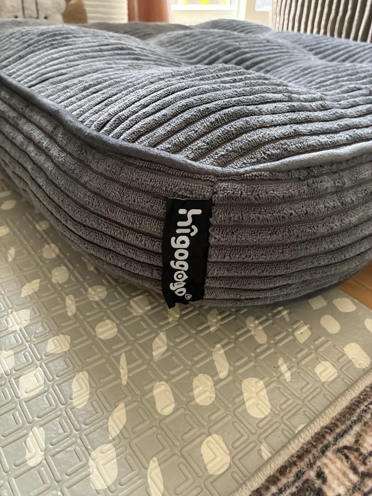 HIGOGOGO Floor Pillow Cushion for Adults, Meditation Cushion Pillow, Large Square Floor Sitting, Tufted Corduroy Cover, for Tatami Living Room or Yoga, 22x22 Inch, Dark Grey customer photo 2