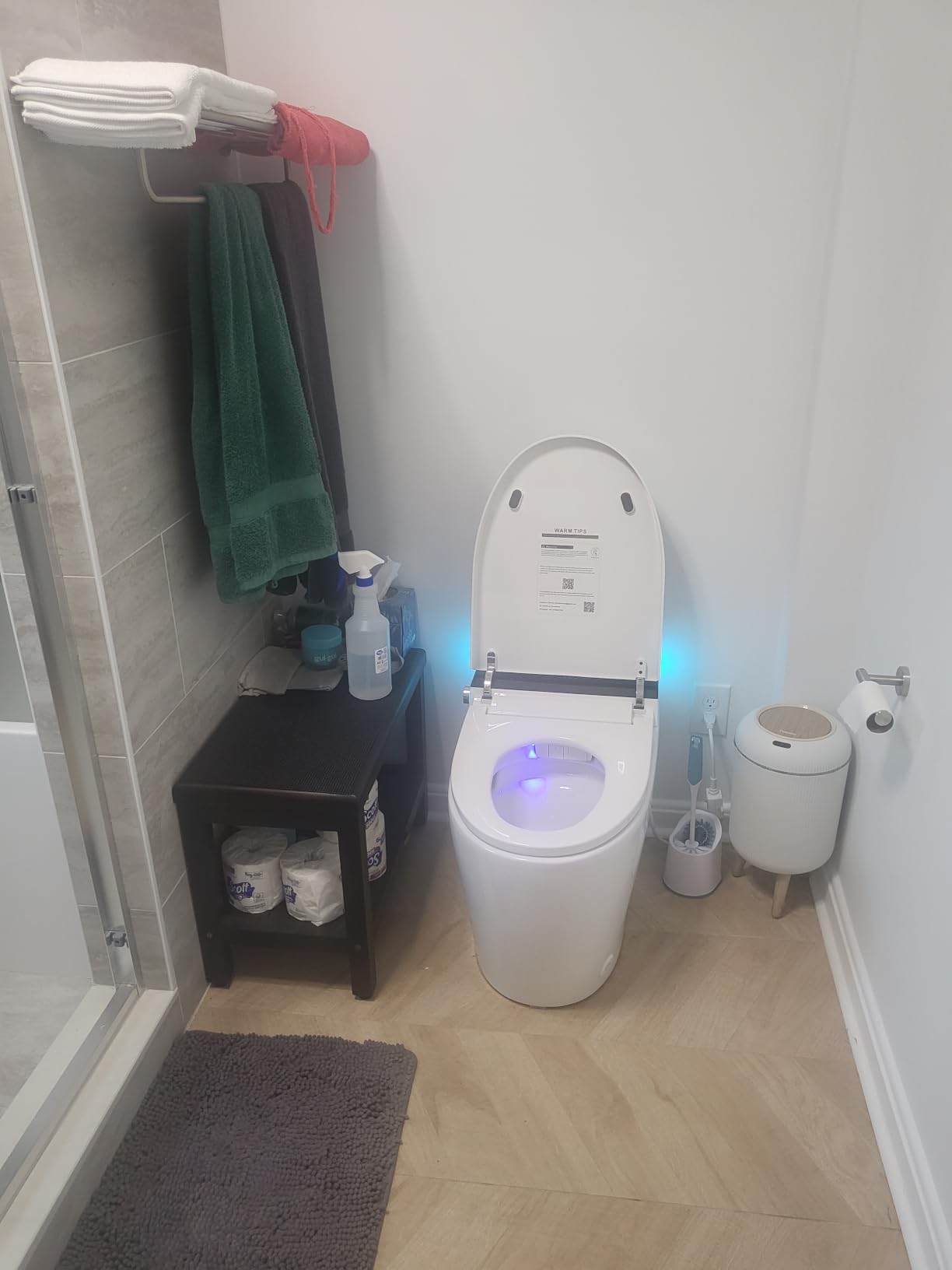 Smart Toilet with Bidet Built In, One Piece Bidet Toilet with Auto Dual Flush, Foam Shield, Modern Elongated Tankless Toilet with Foot Sensor, Heated Bidet Seat, Warm Water & Dryer, LED Display customer photo 1