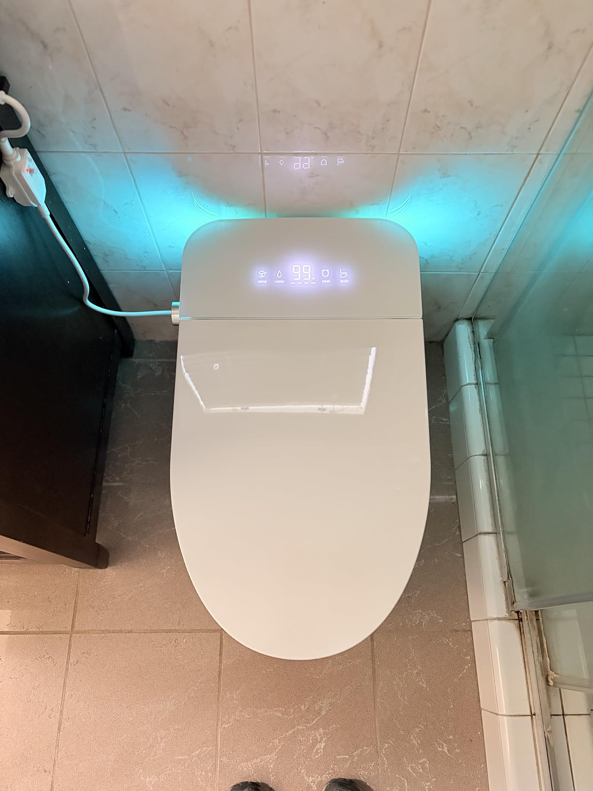 Smart Toilet with Bidet Built In, One Piece Bidet Toilet with Auto Dual Flush, Foam Shield, Modern Elongated Tankless Toilet with Foot Sensor, Heated Bidet Seat, Warm Water & Dryer, LED Display customer photo 2