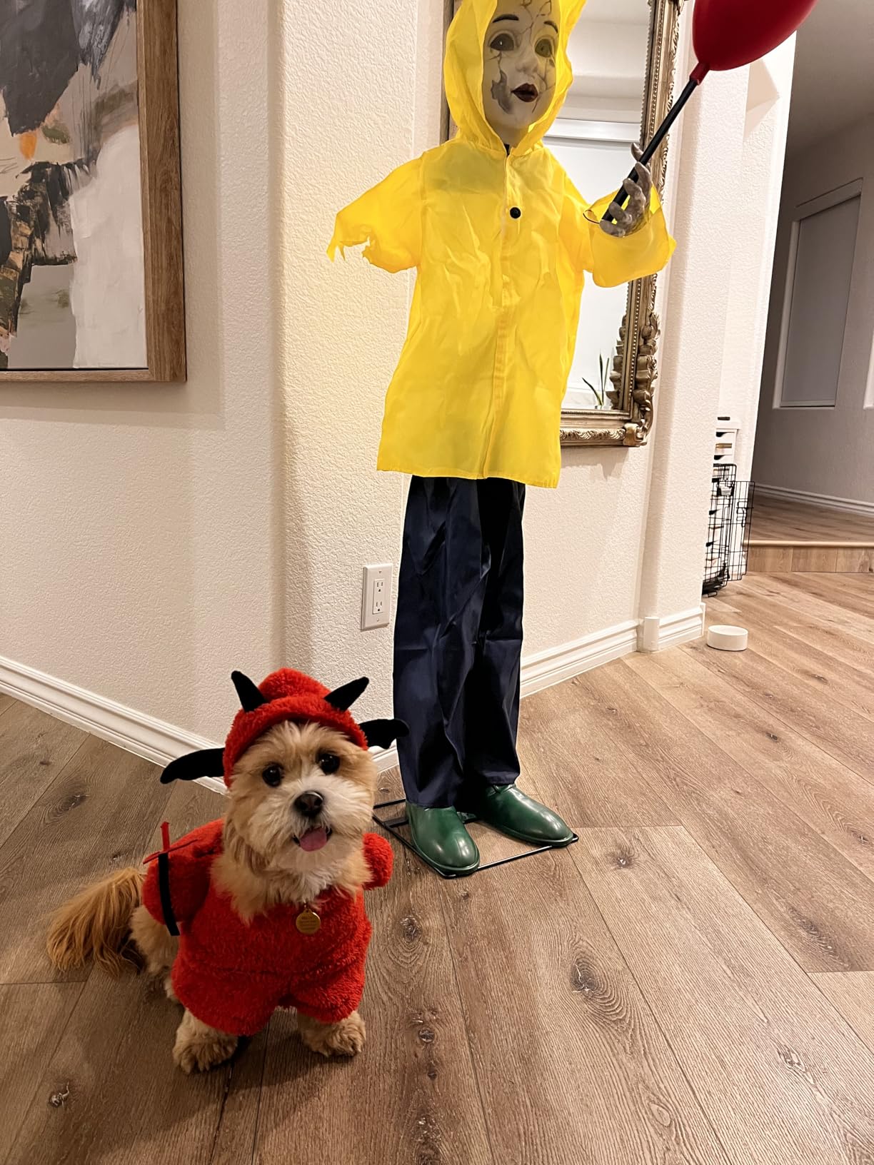 4 Ft Life Size Halloween Animatronics Prop with Sound & Touch Activated Sensor and Light Up Balloon, Spooky Indoor Outdoor Decor customer photo 1